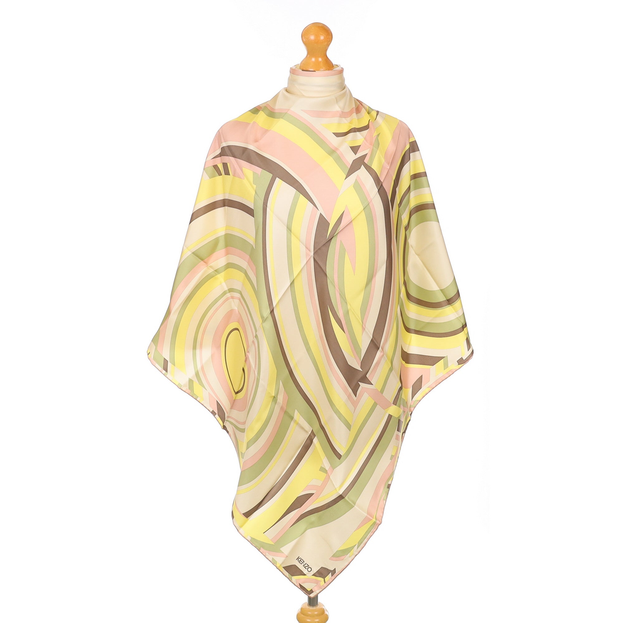 Brand New Kenzo Abstract Pastel Muted Coloured Silk Scarf