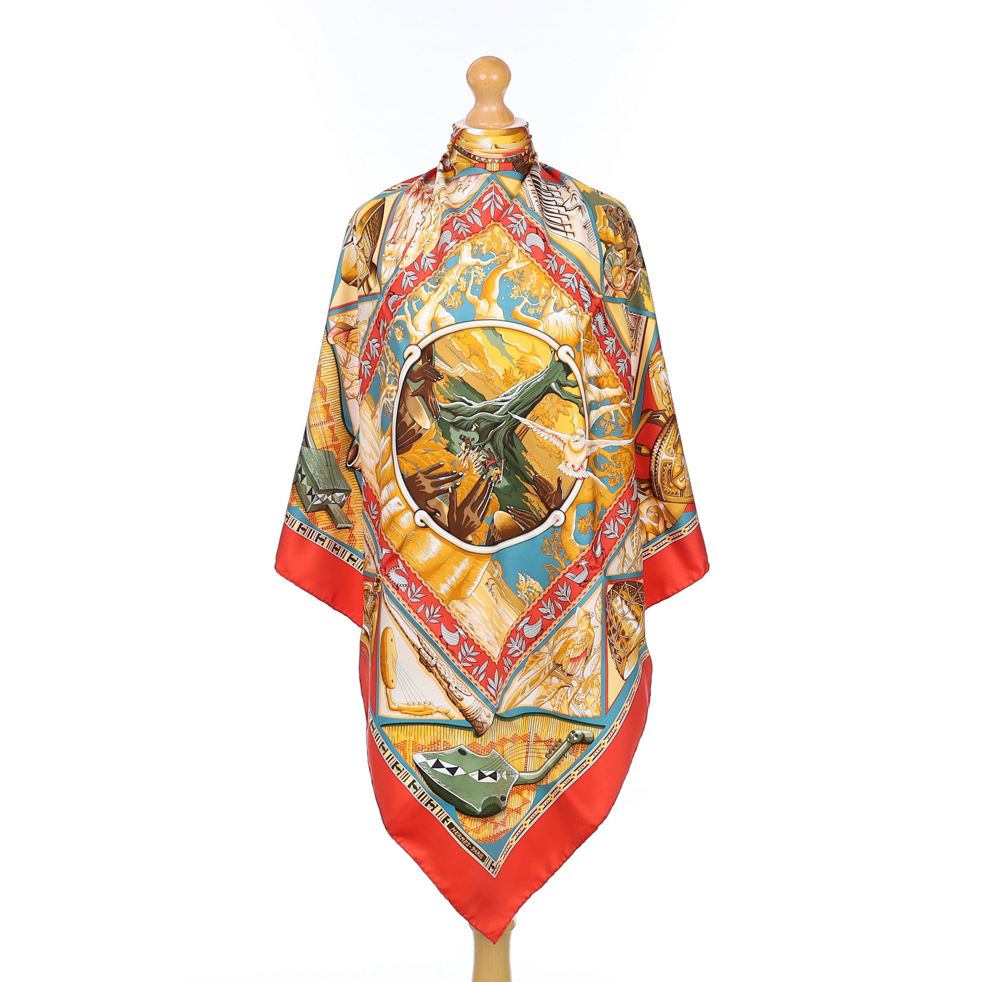 Boxed Hermès Au Son du Tan-Tan Silk Scarf