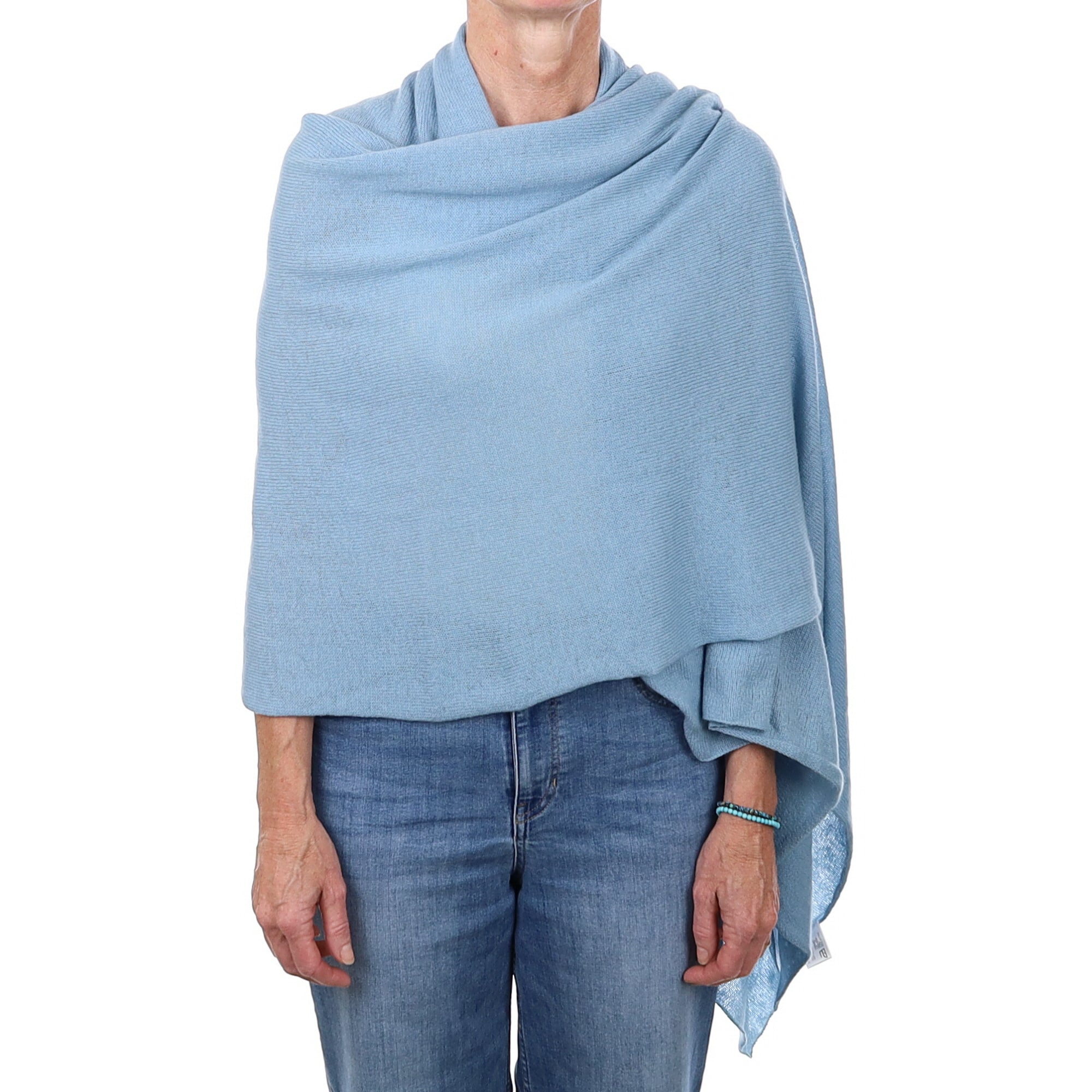Brand New Scottish Dusky Blue Oversized Gauzy Cashmere Wrap