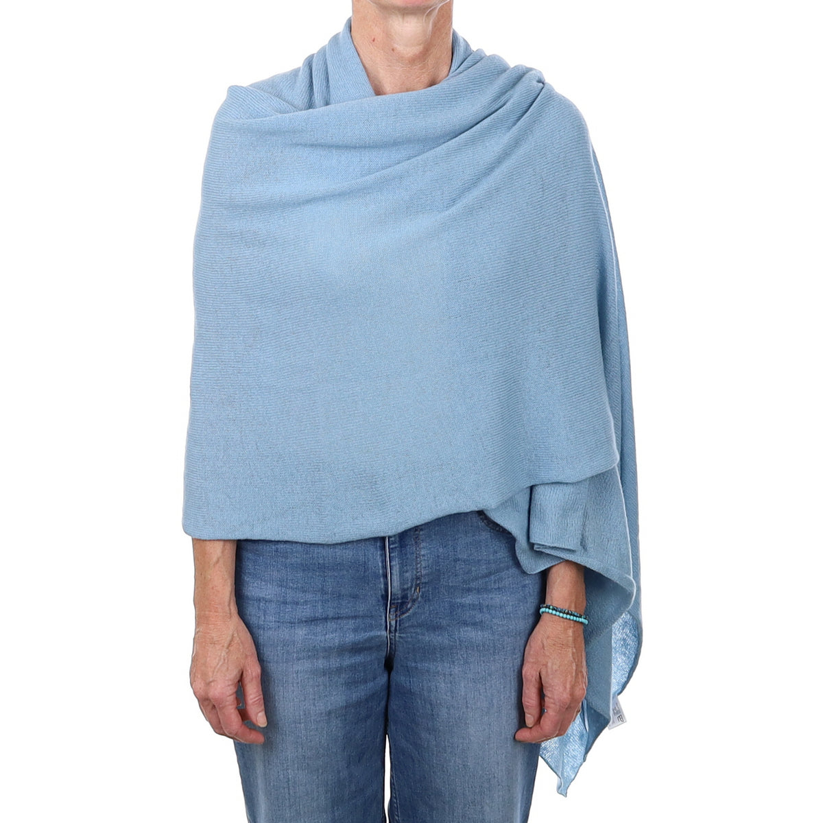 Brand New Scottish Dusky Blue Oversized Gauzy Cashmere Wrap