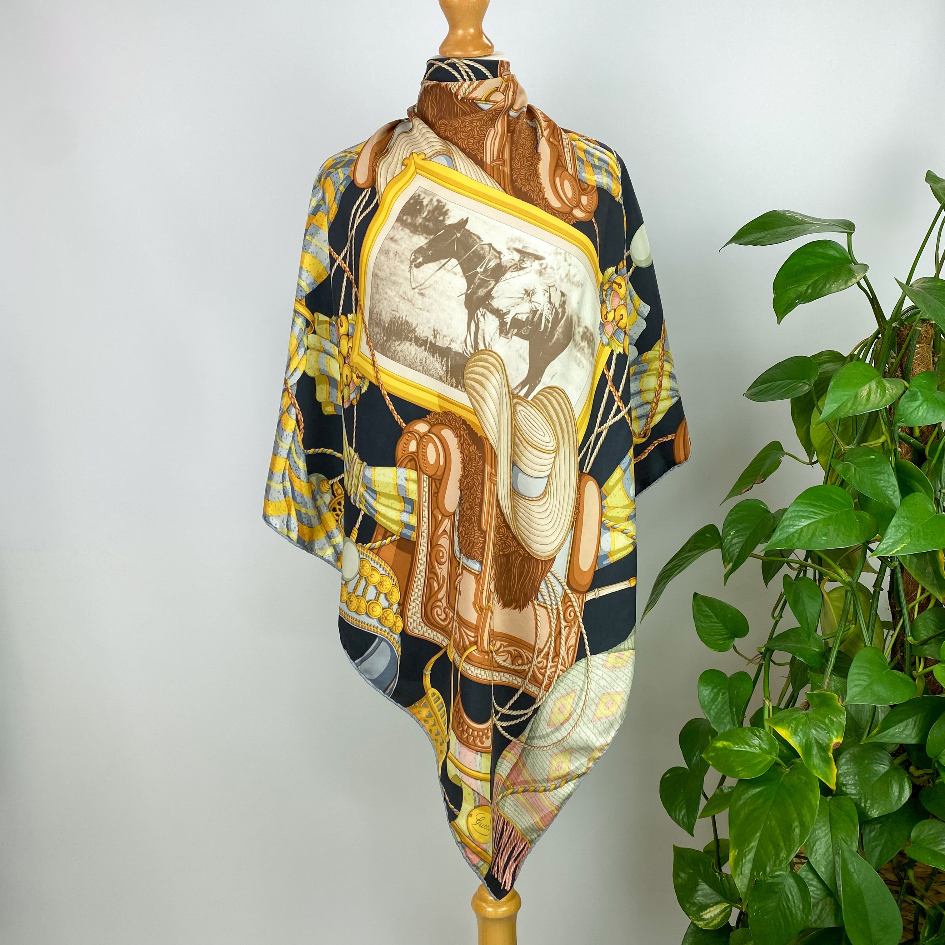 Gucci Equestrian Vintage Silk Scarf