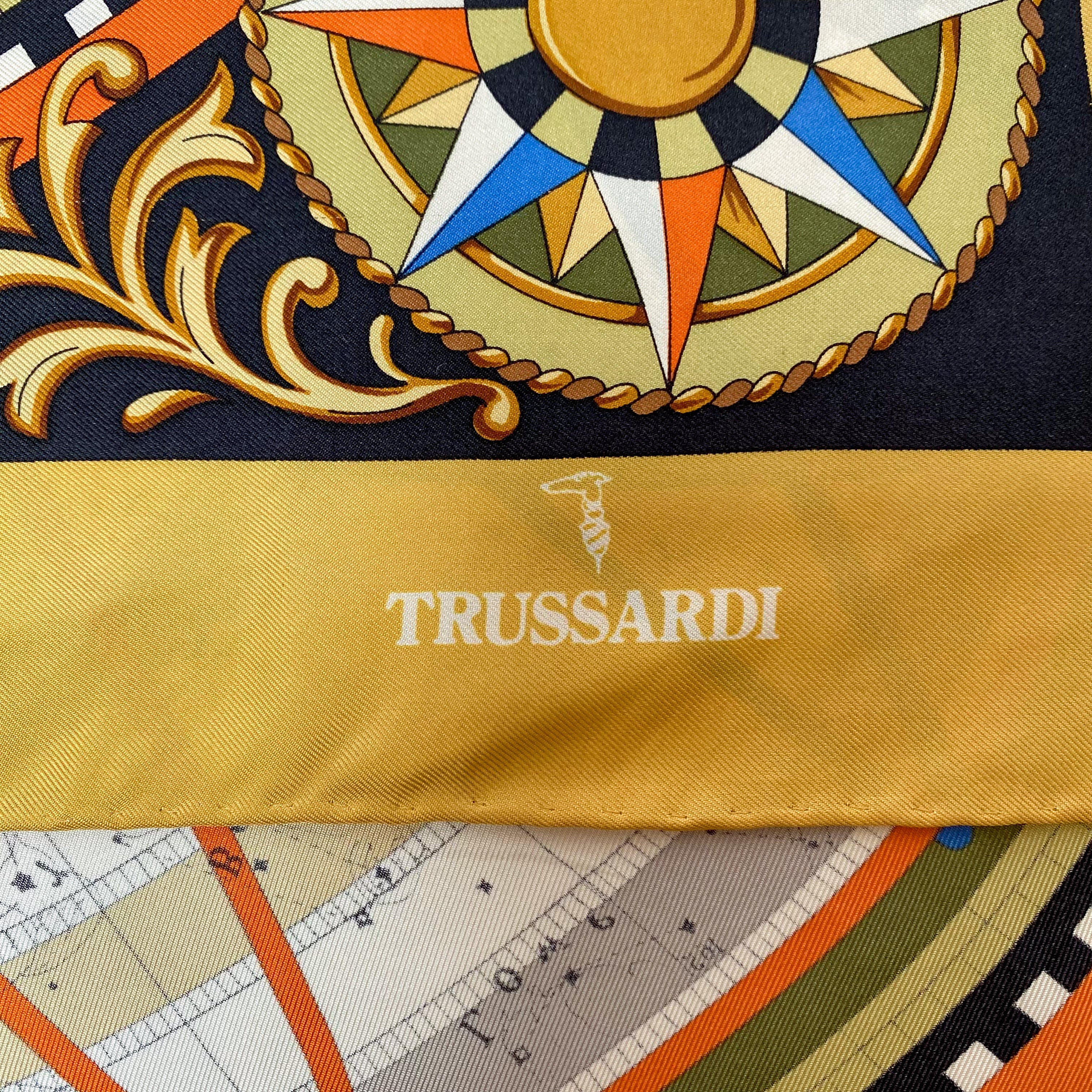 Trussardi Navigation Theme Silk Scarf
