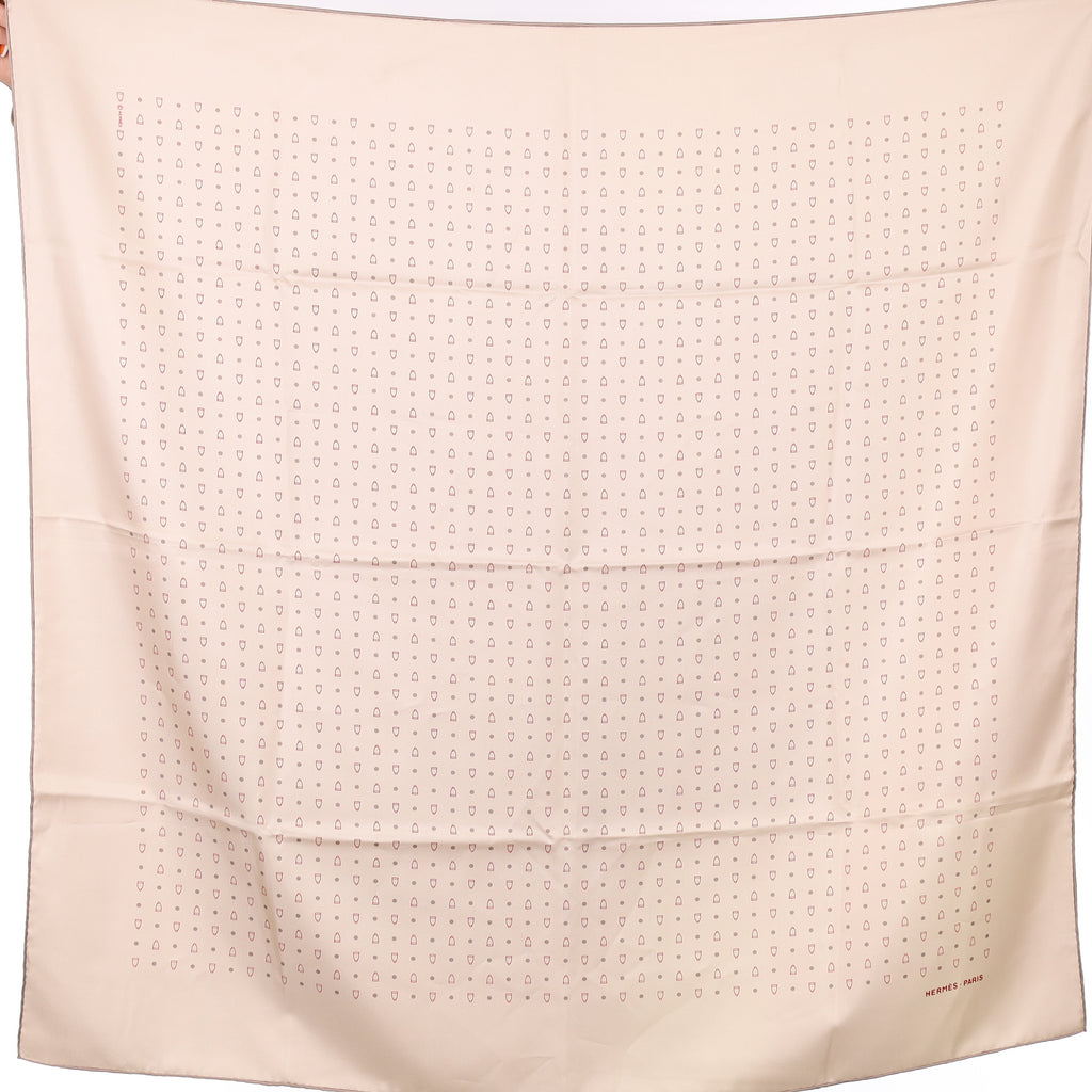 Hermès Light Taupe Stirrup Silk Scarf