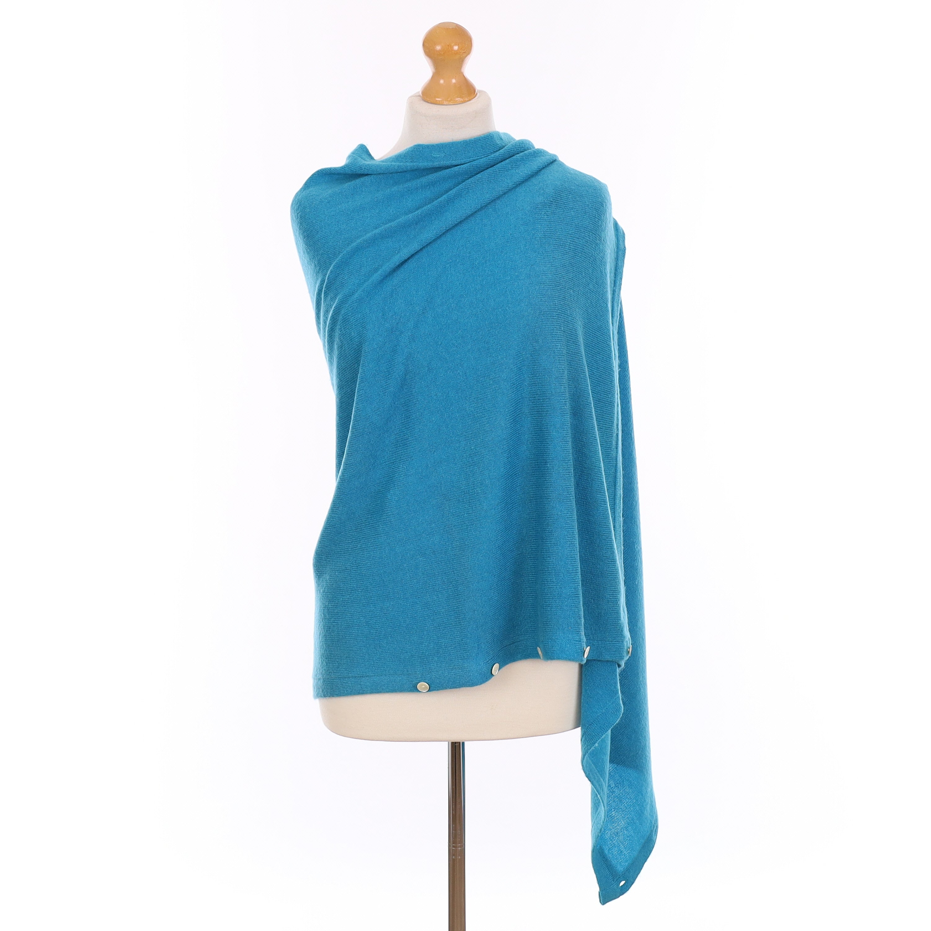 Turquoise Blue Cashmere Poncho/Wrap One Size