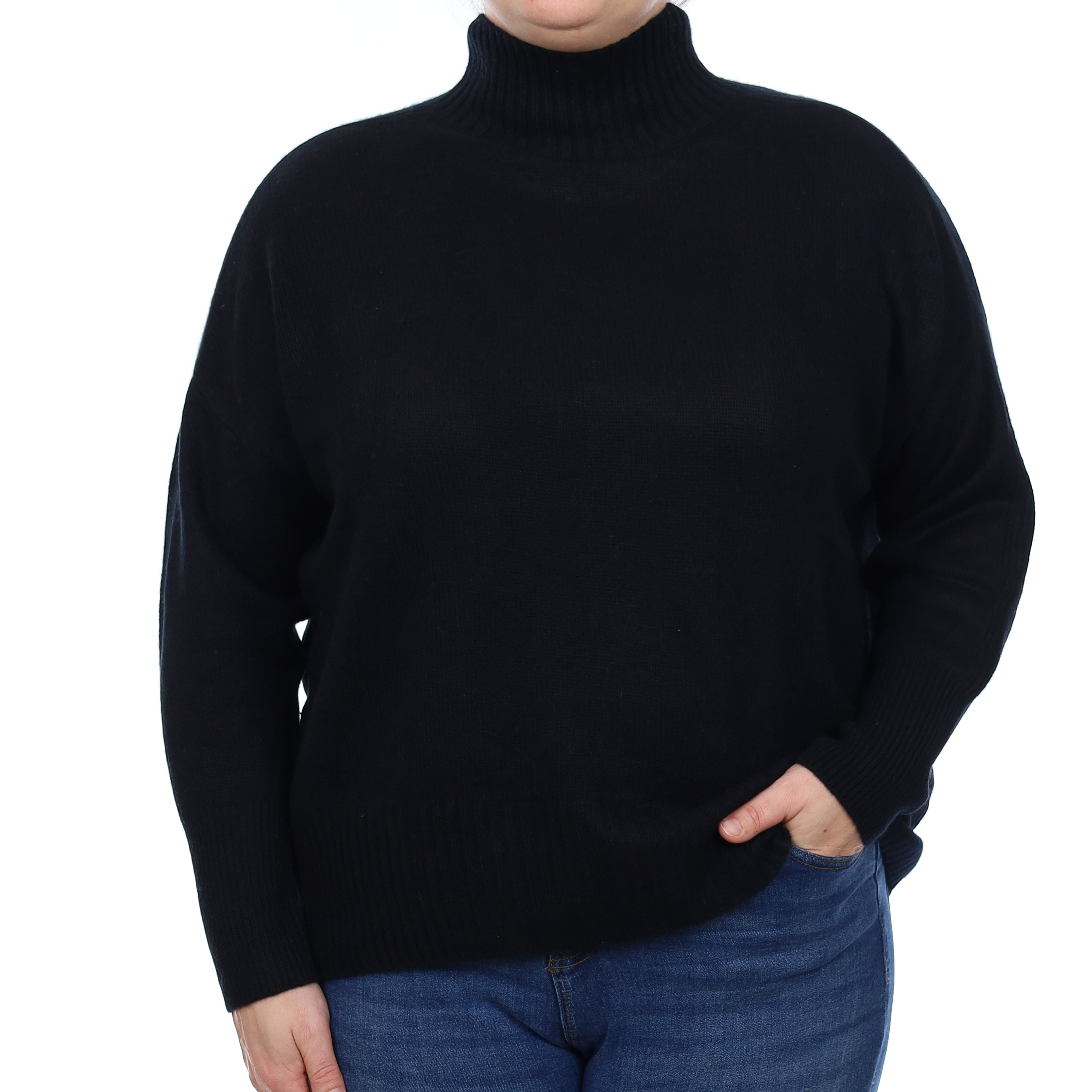 Allude Black Heavy Knit Cashmere Turtle Neck Jumper Large