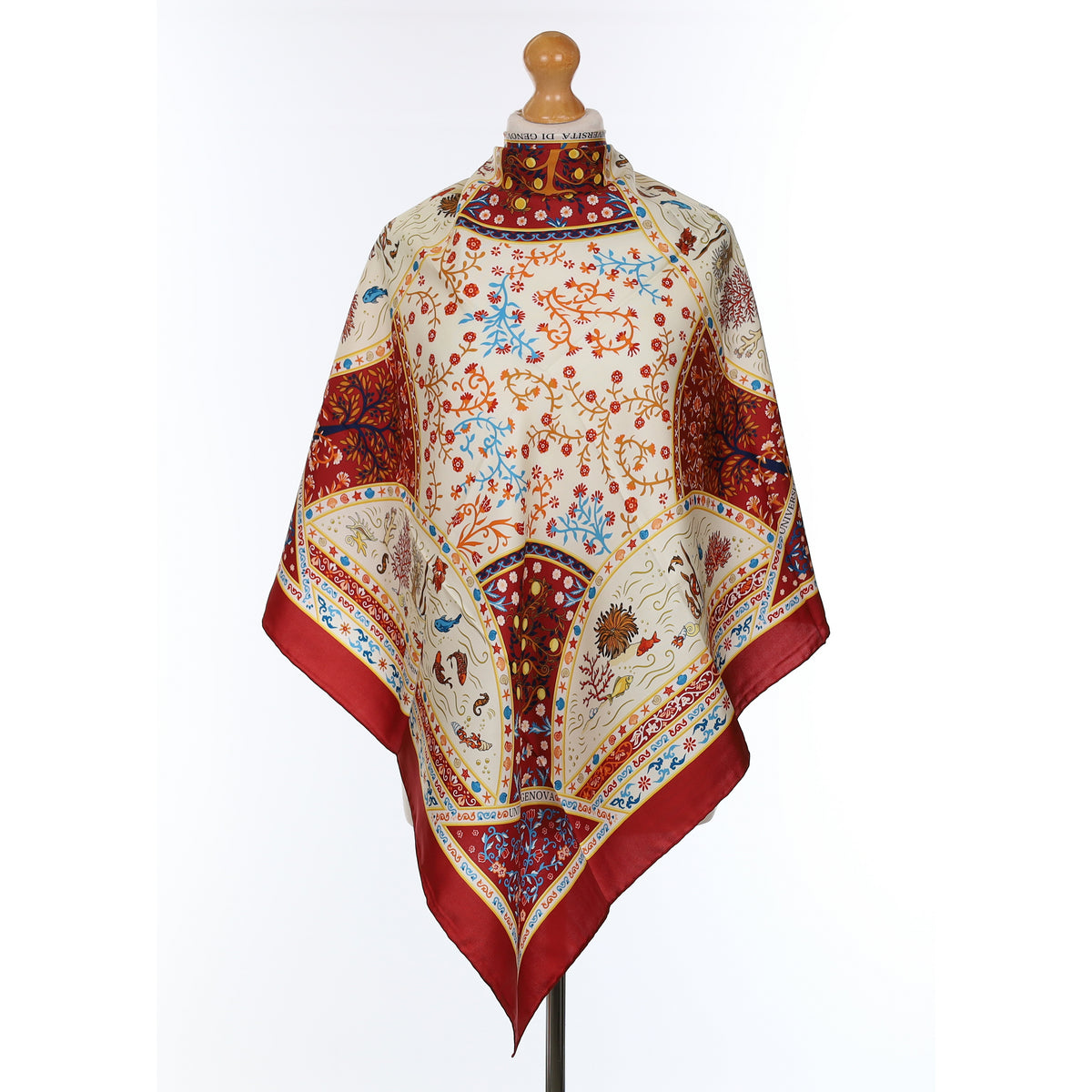 Brand New E.Marinella Crimson Red Marine Life Silk Scarf
