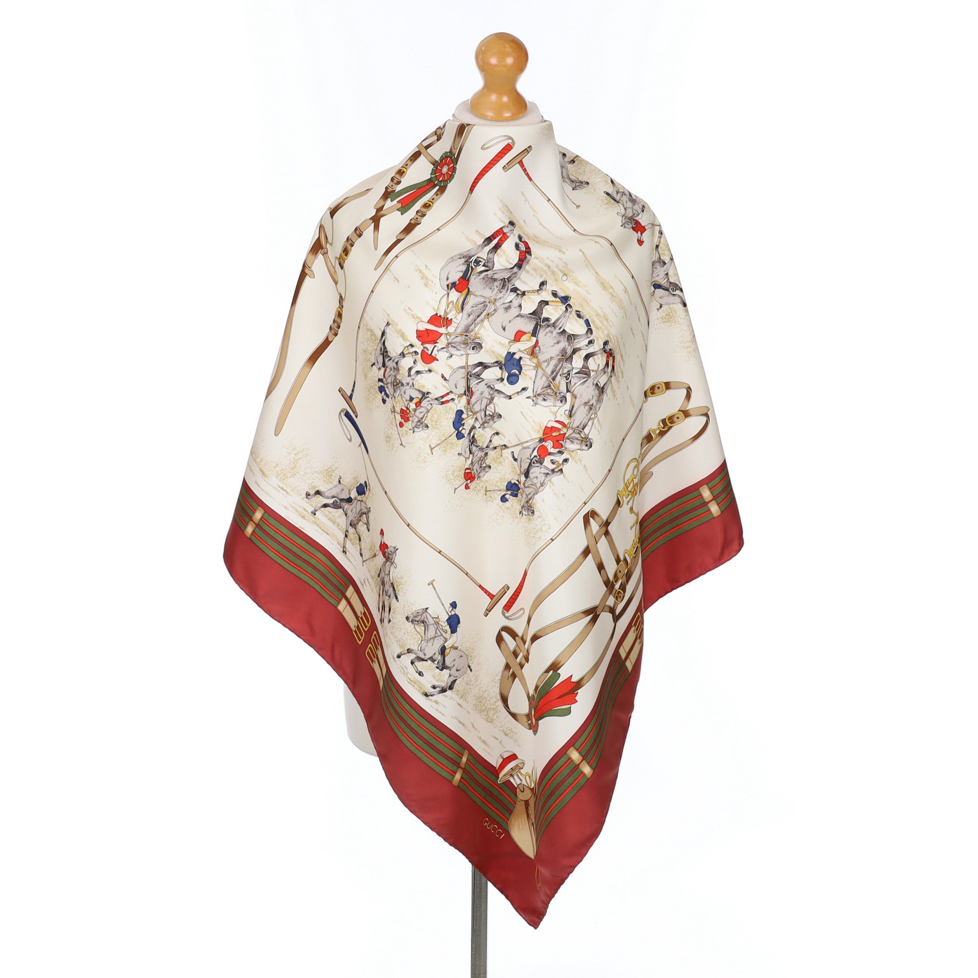 Gucci Equestrian Designer Vintage Silk Scarf