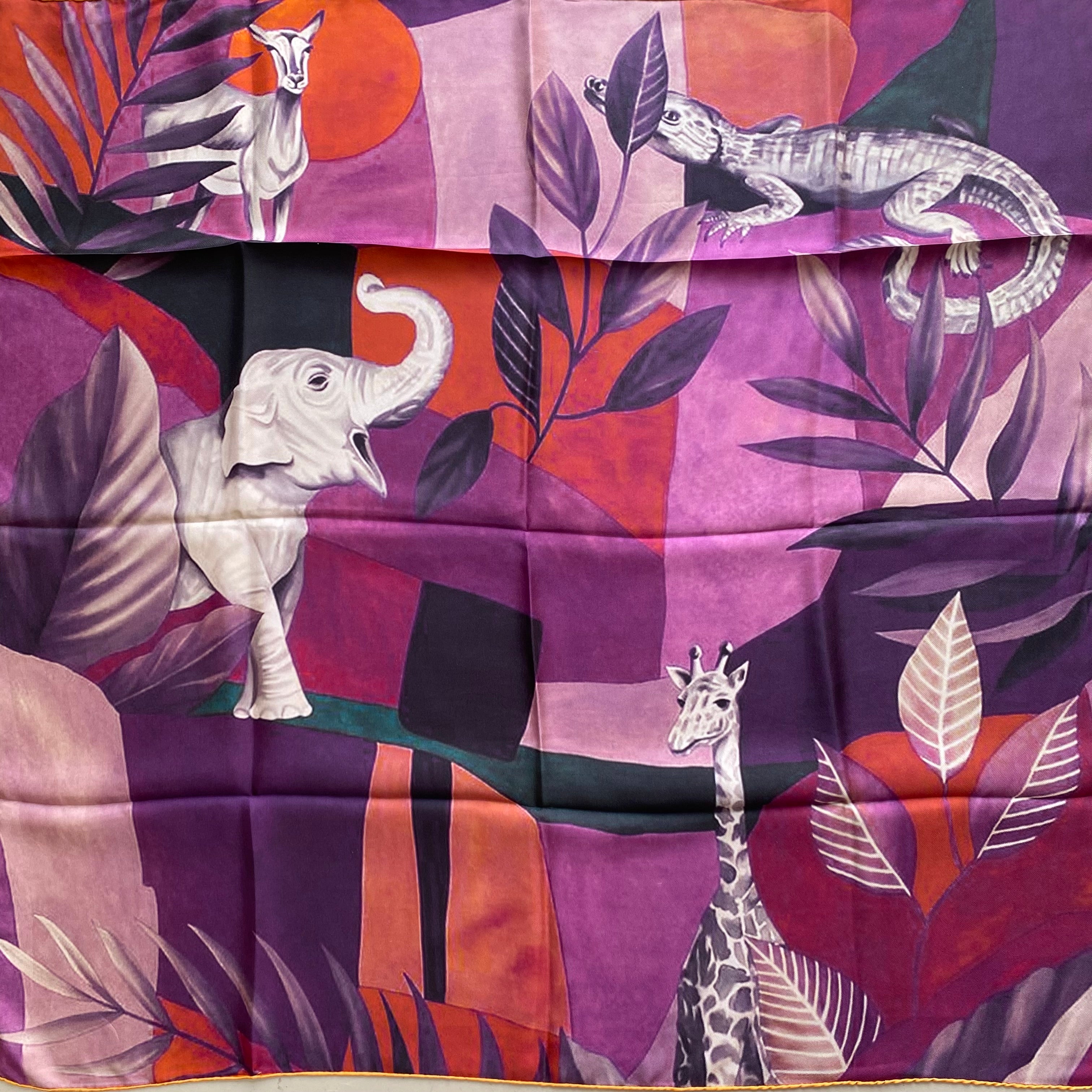 Double Faced Two Tone Safari Design Silk Scarf