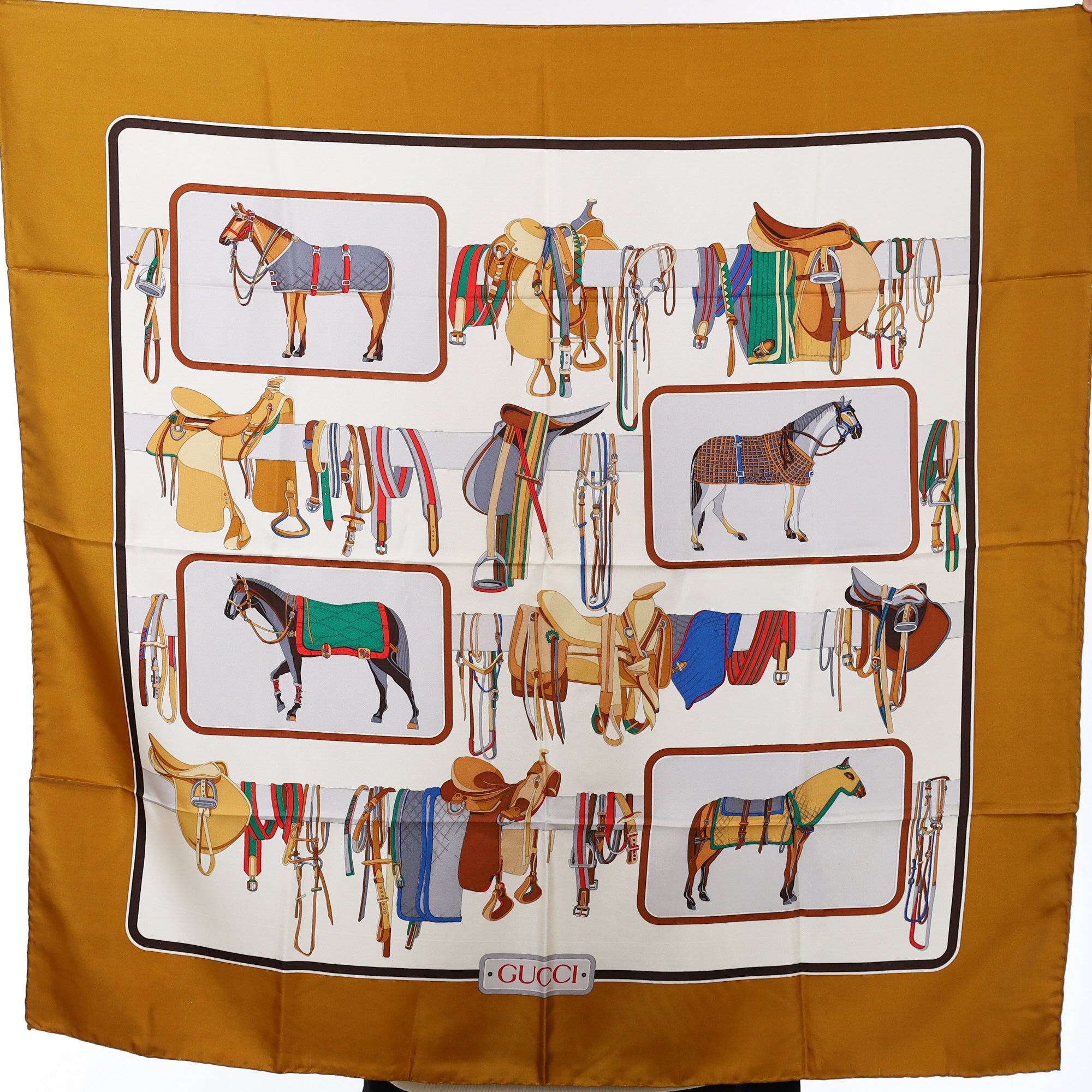 Brand New Gucci Equestrian Vintage Silk Scarf