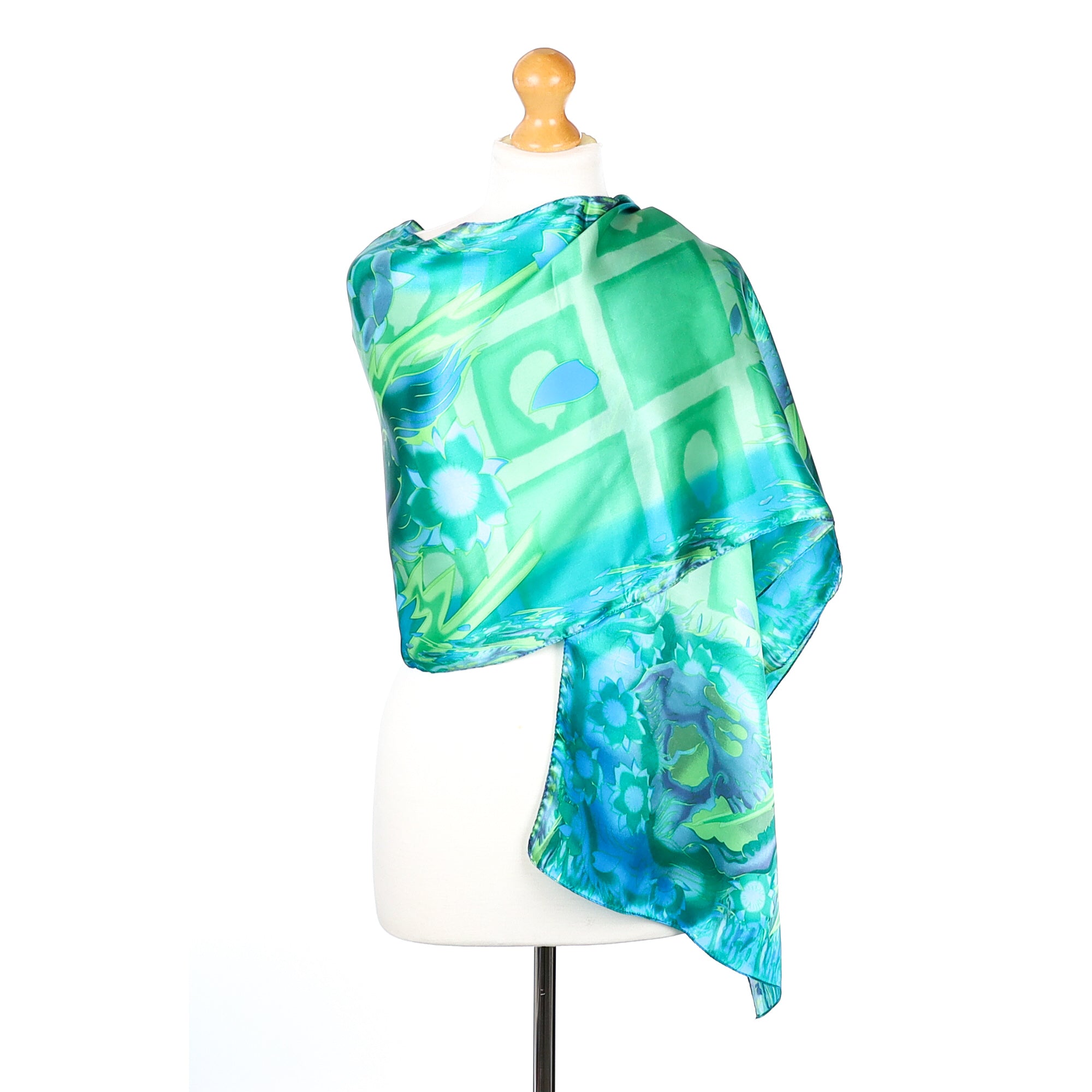 Christian Audigier Green Patterned Silk Scarf