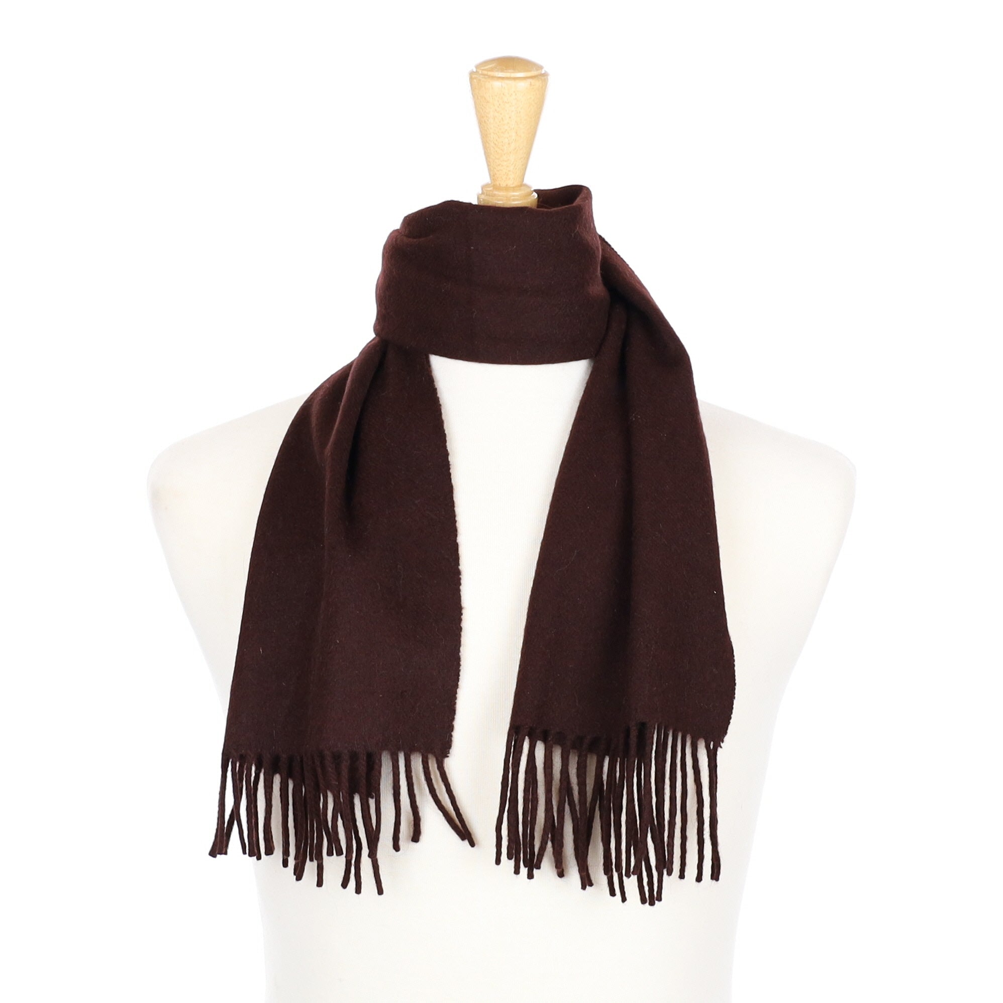 Popcorn Brown Cashmere Fringed Woven Scarf