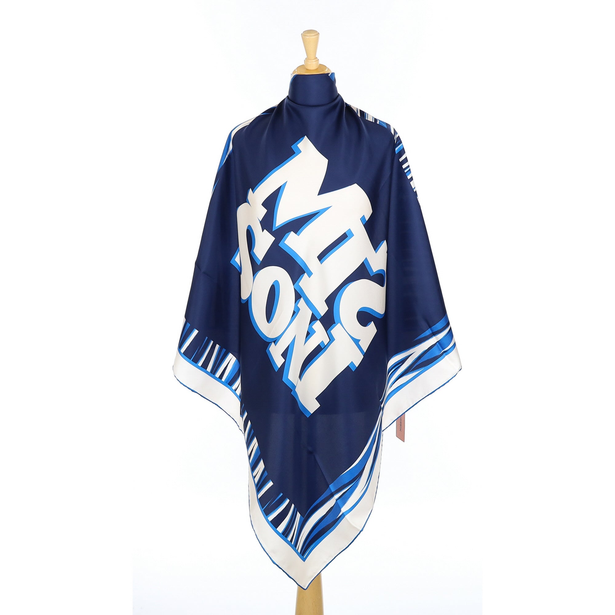 Brand New Missoni Blue and White Silk Scarf