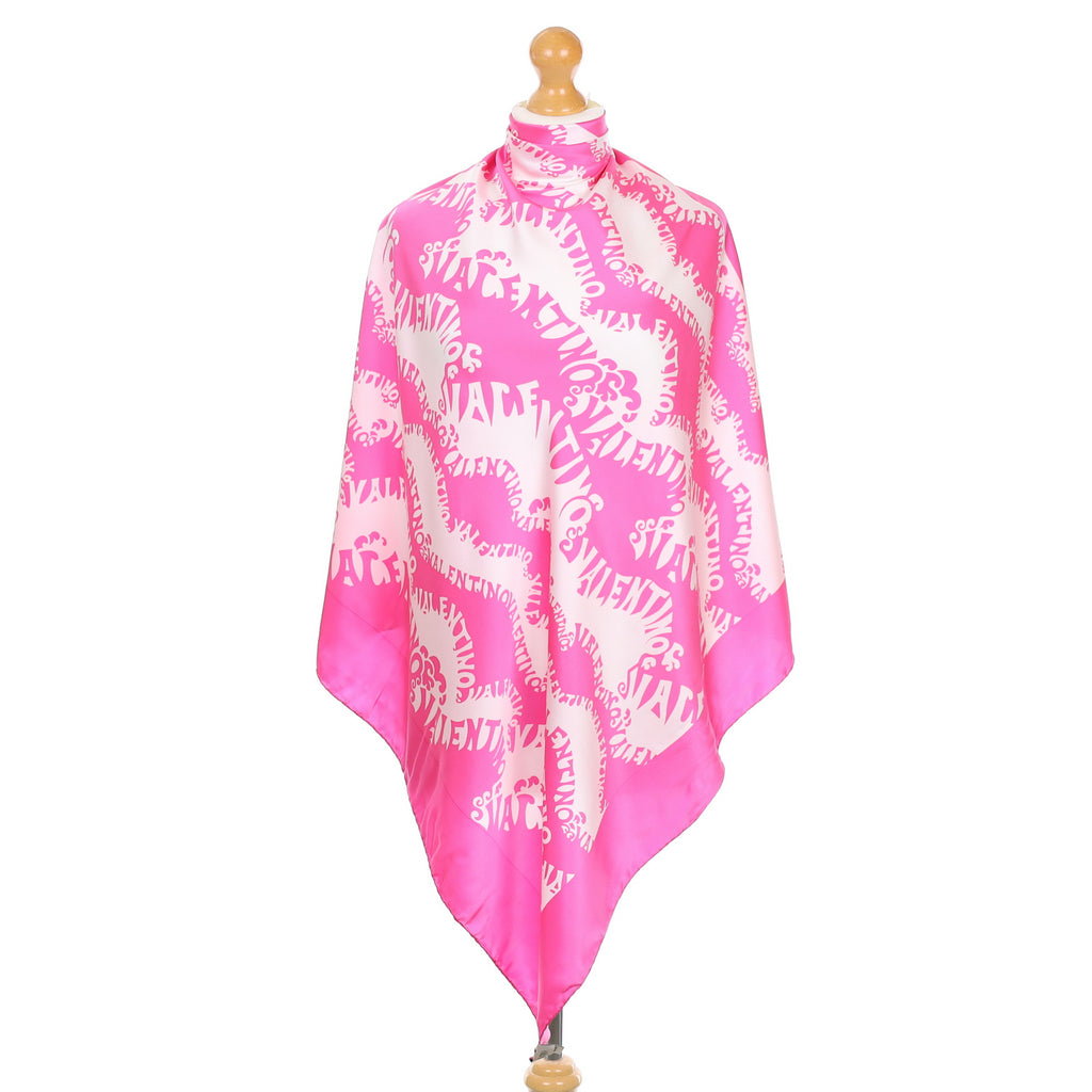 Valentino Bright Pink Silk Scarf