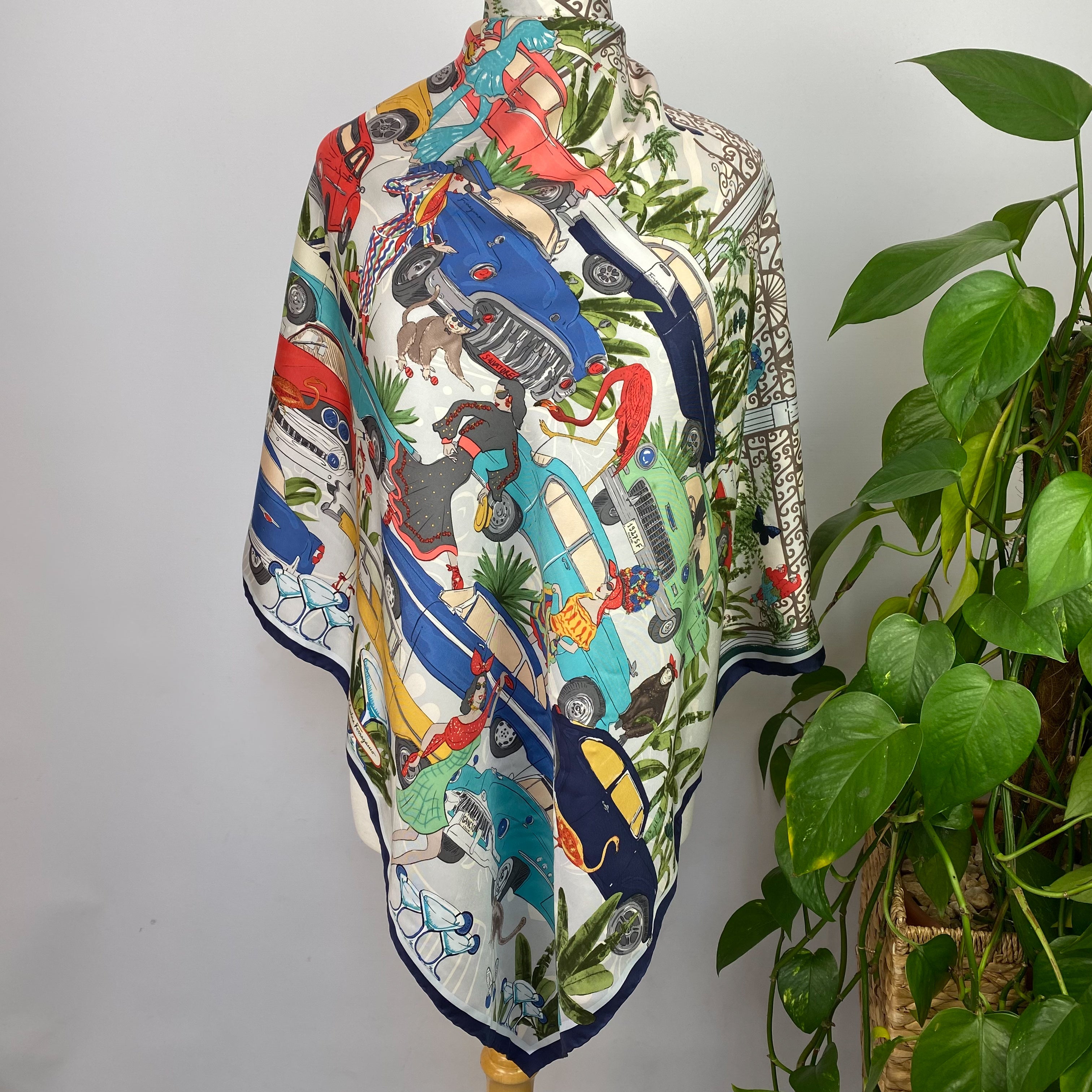 Salvadore Ferragamo Designer Car Silk Scarf