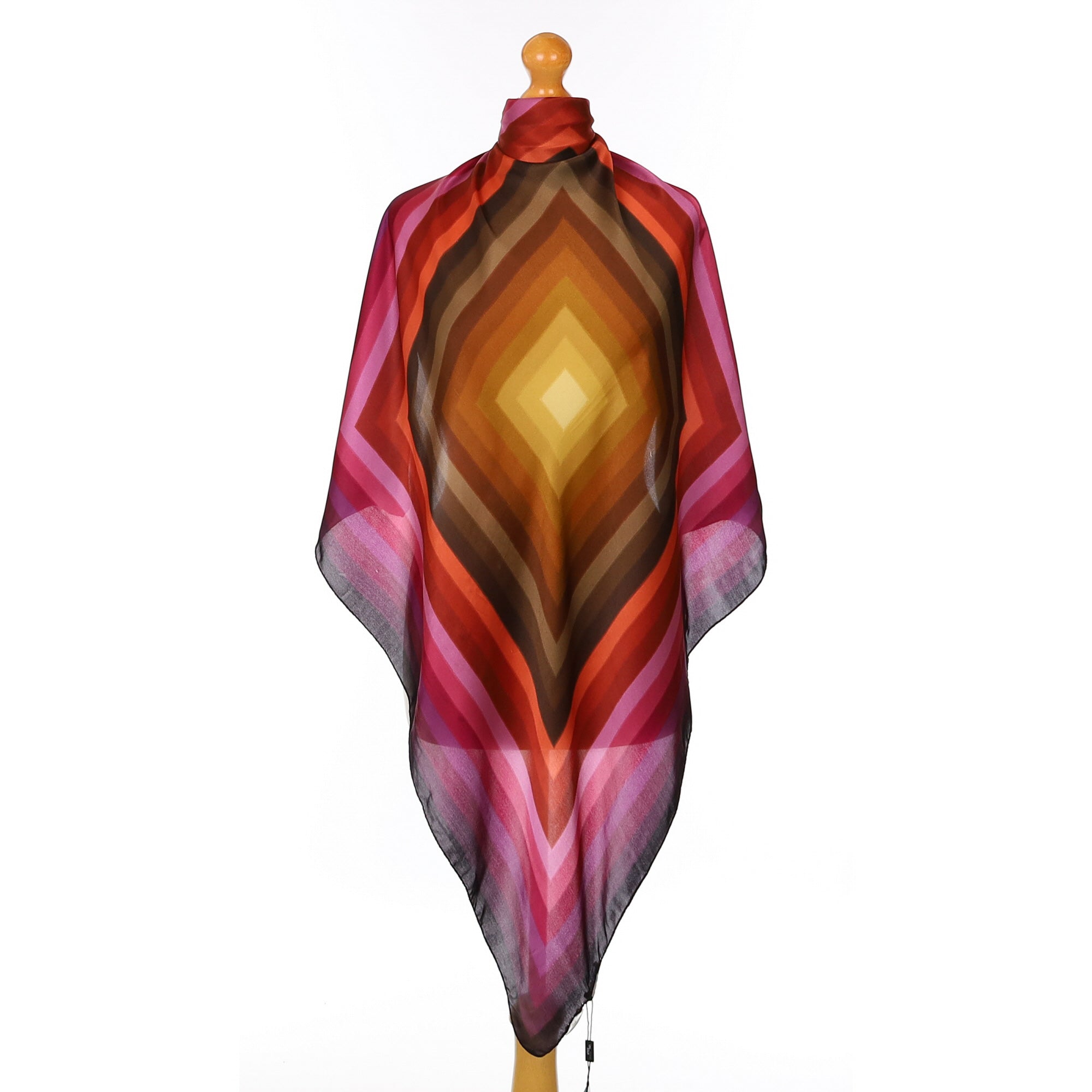 Plum Square Patterned Silk Scarf