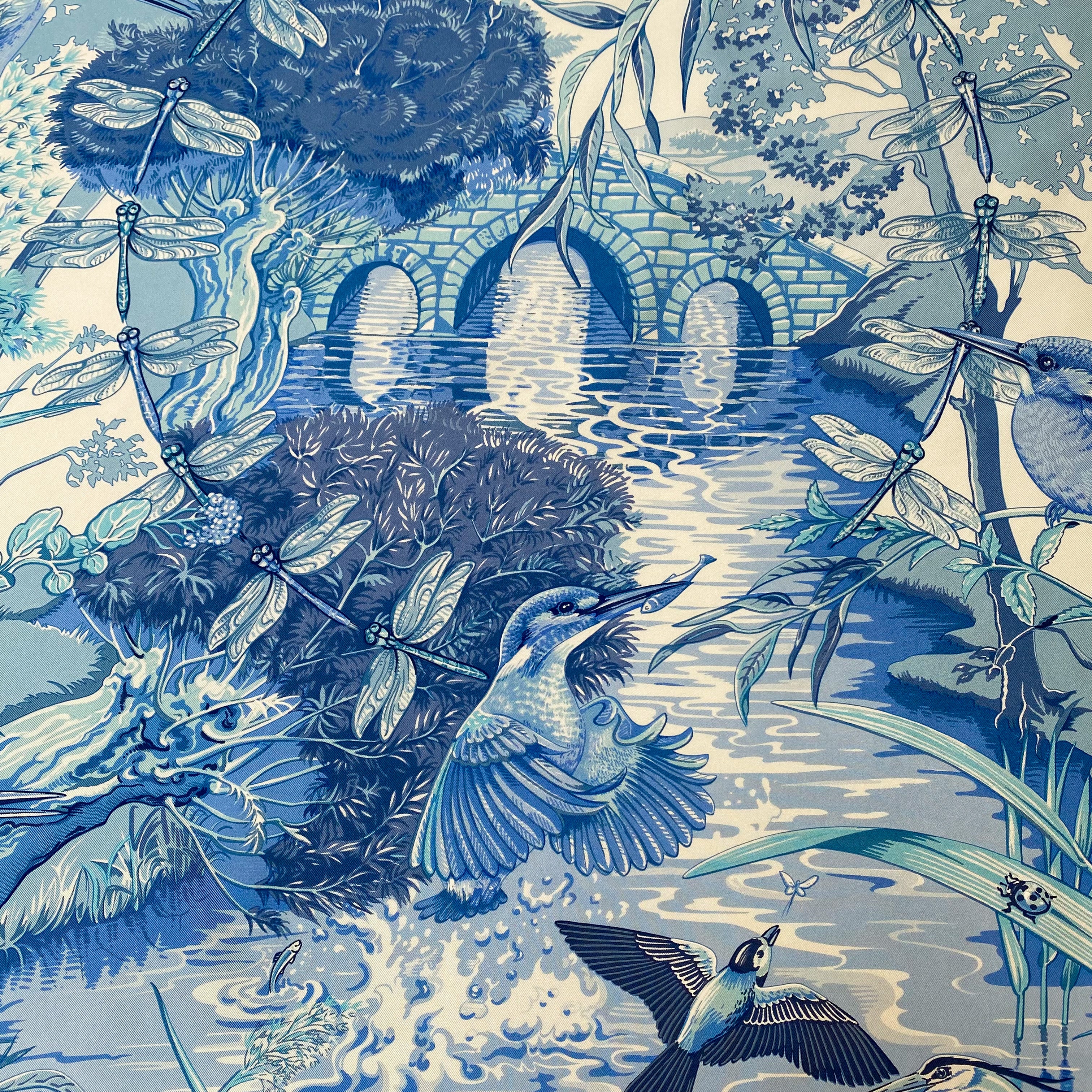 Immaculate Boxed Hermès Au Bord De L’eau Silk Scarf