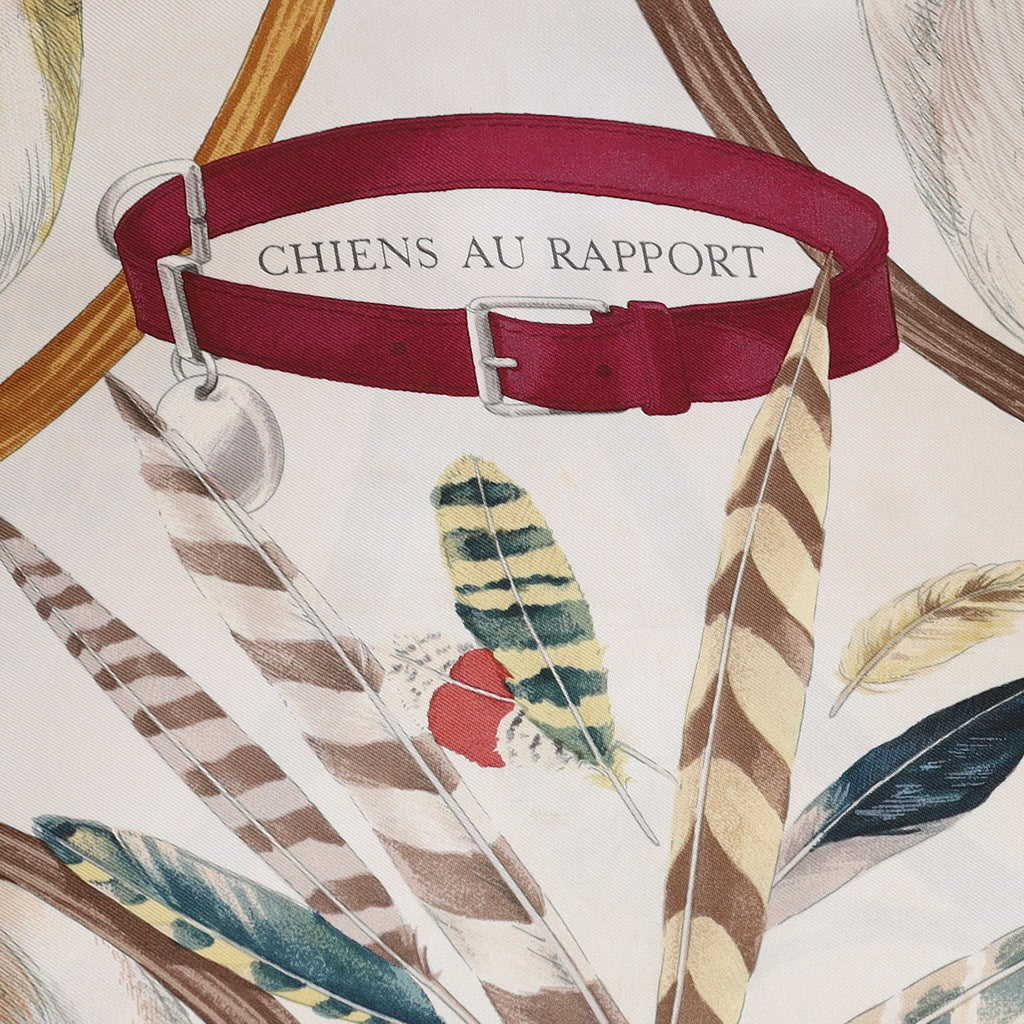 Hermès Chiens au Rapport Vintage Silk Scarf