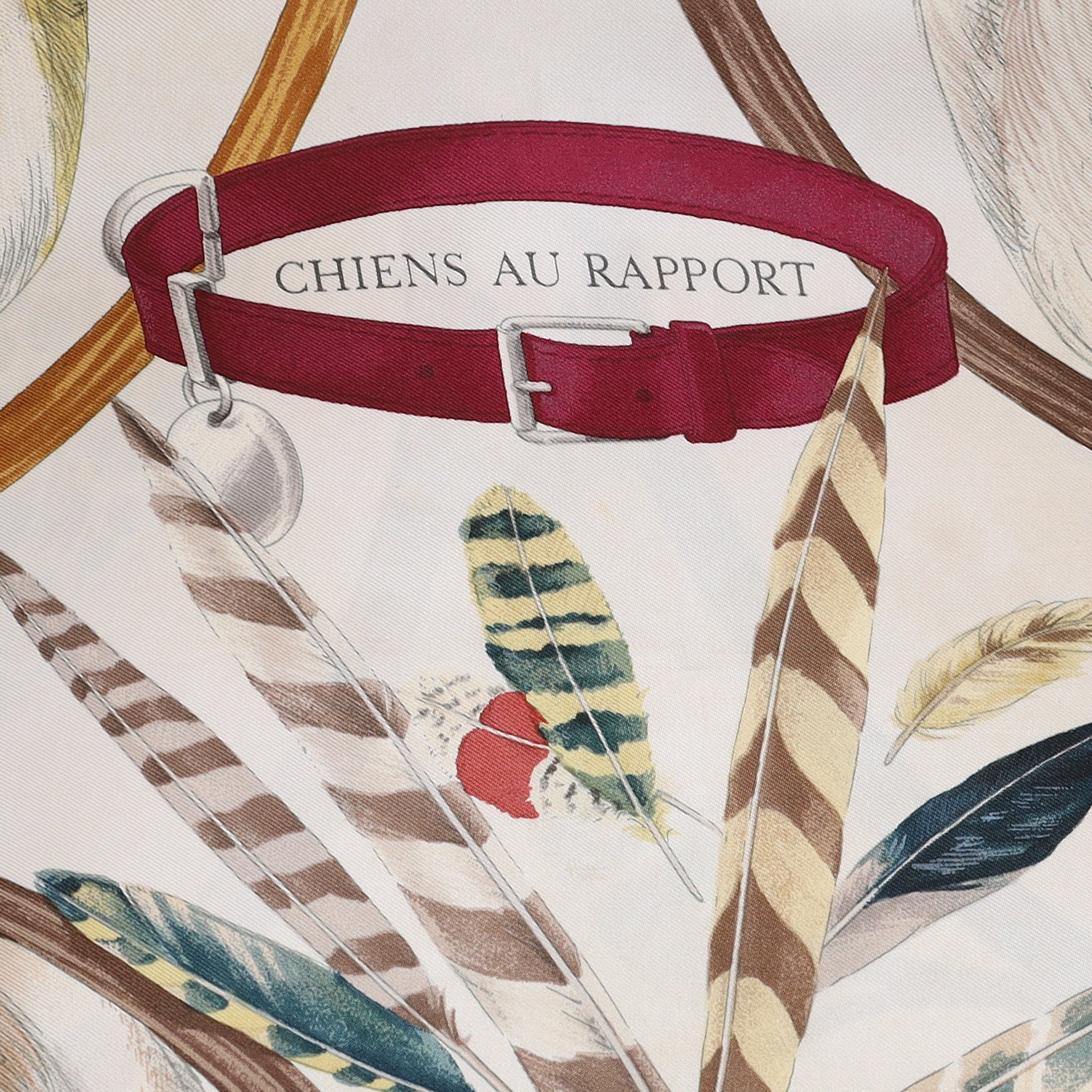 Hermès Chiens au Rapport Vintage Silk Scarf