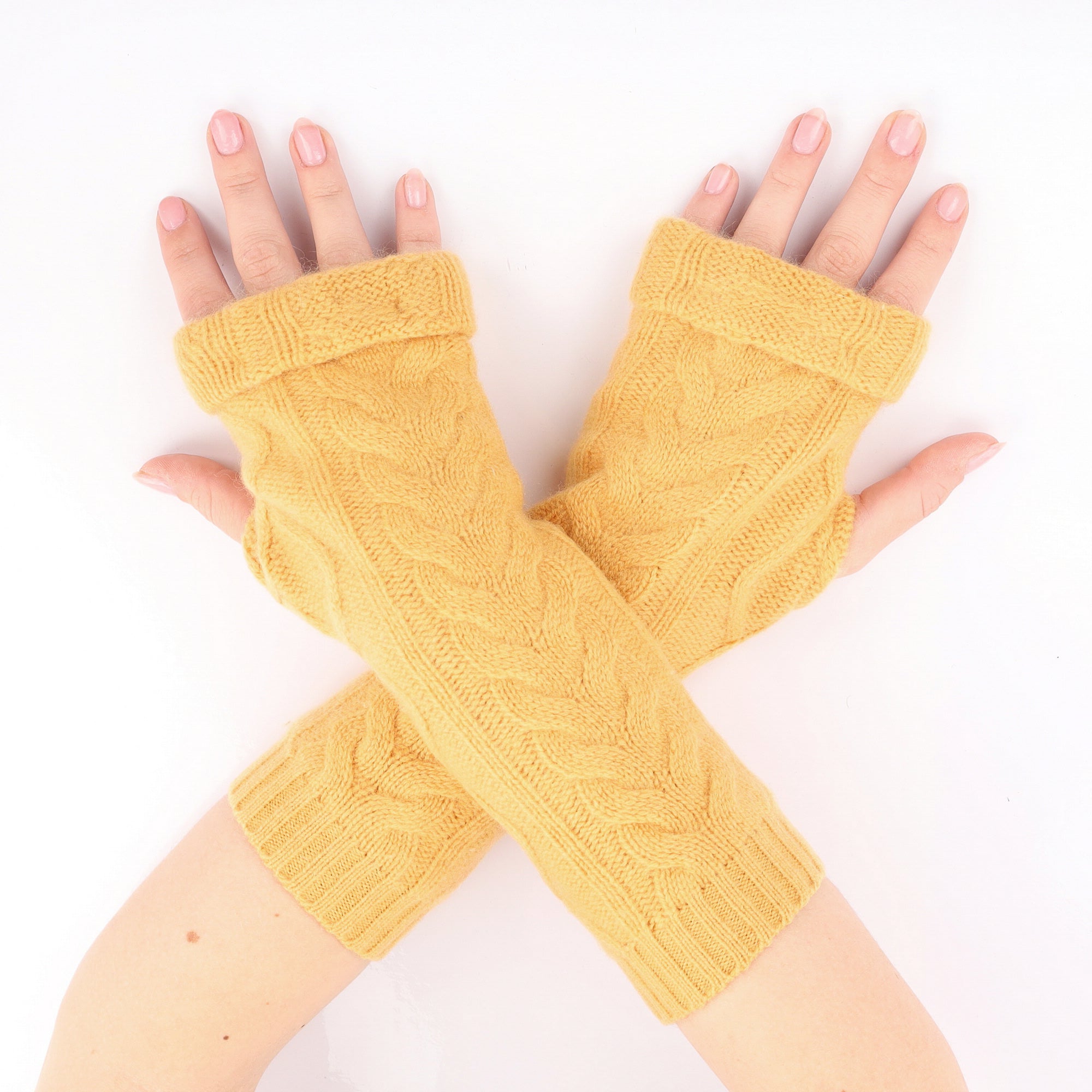 Marmalade Orange Chunky Cable Fingerless Gloves