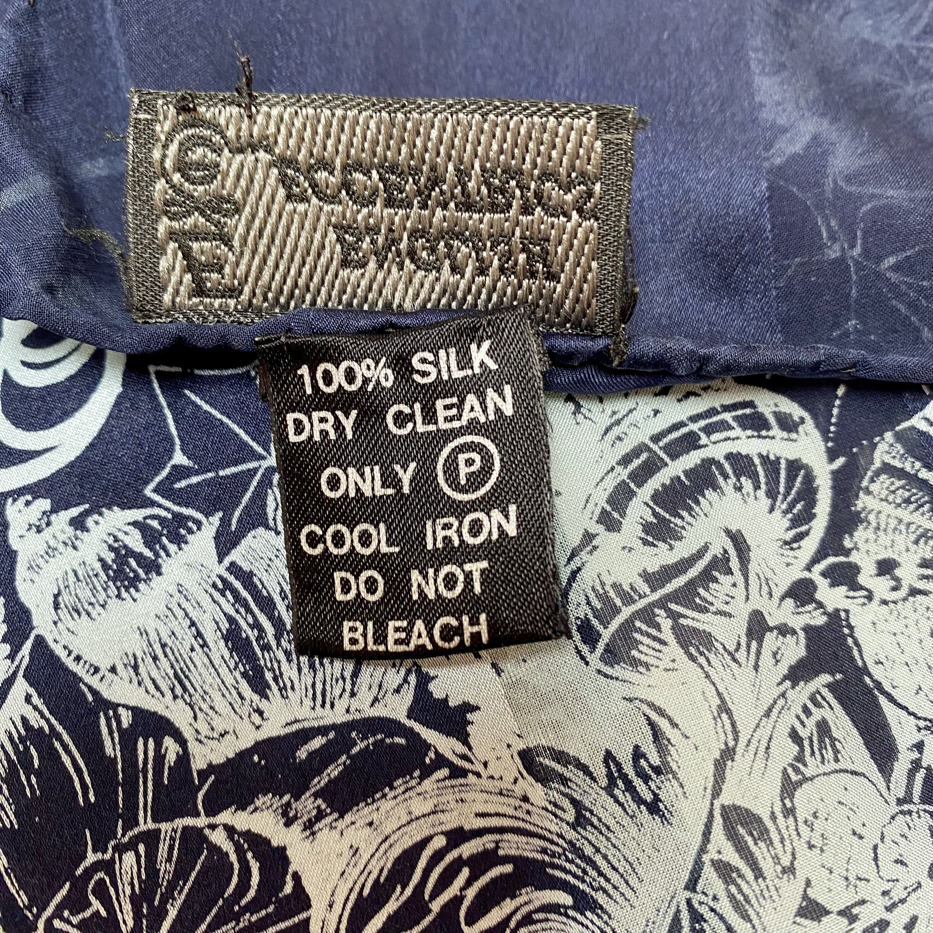 English Eccentrics Navy Long Designer Silk Scarf