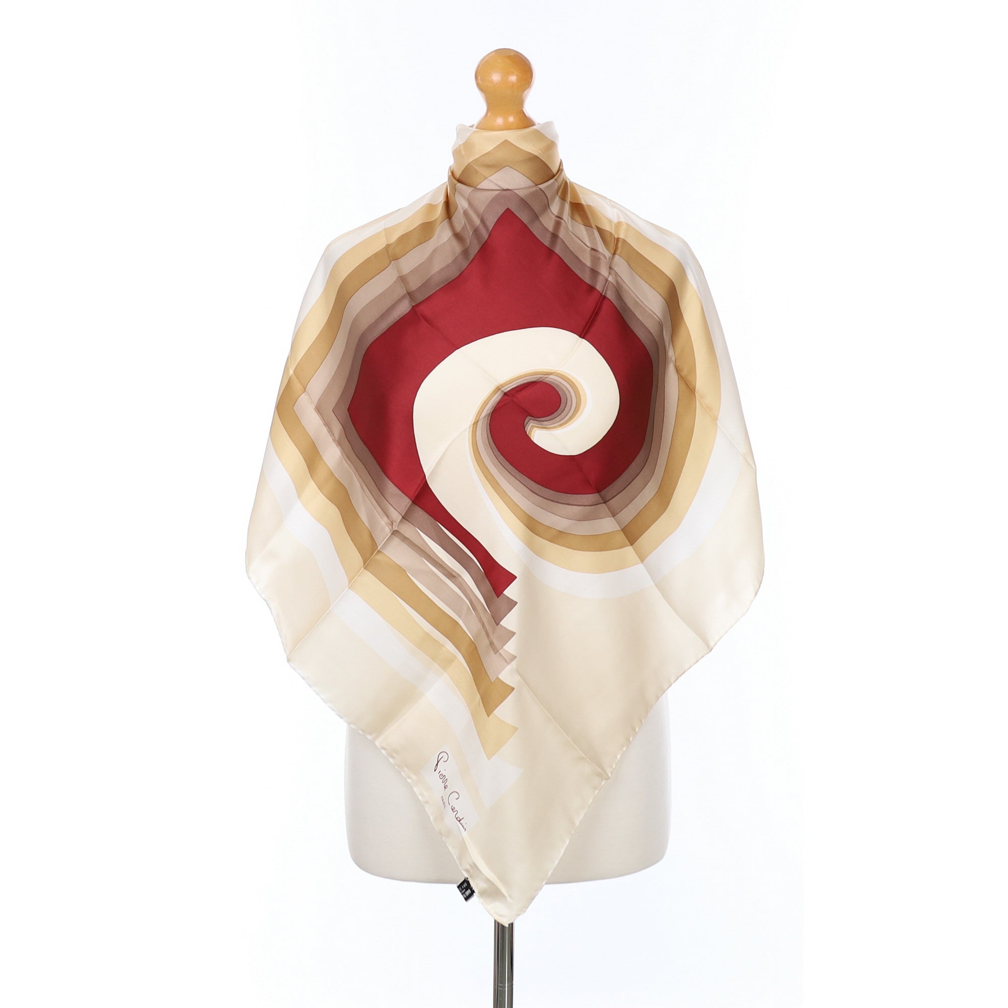 Brand New Pierre Cardin Cream Abstract Vintage Silk Scarf