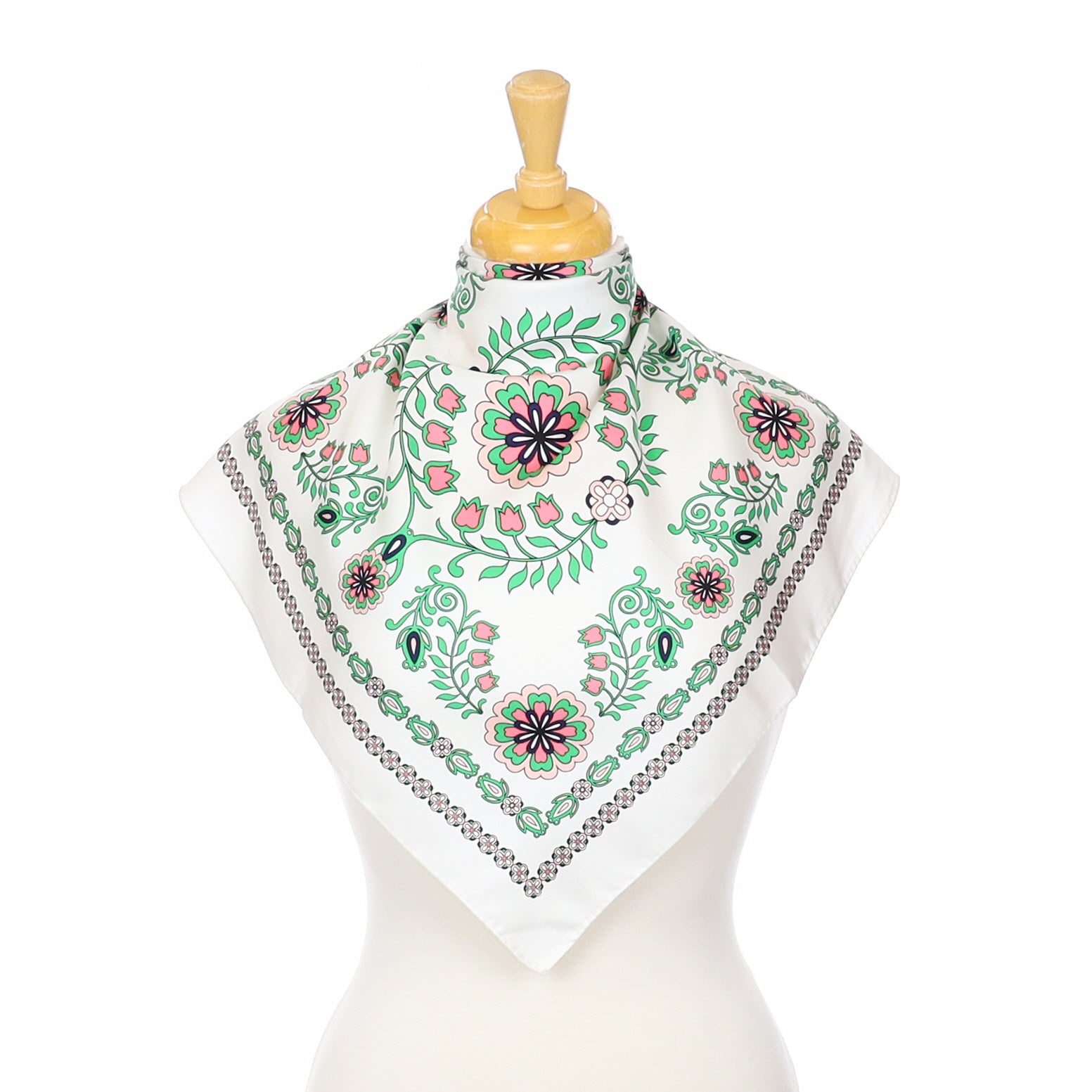 Tory Burch Cream Floral Designer Silk Scarf