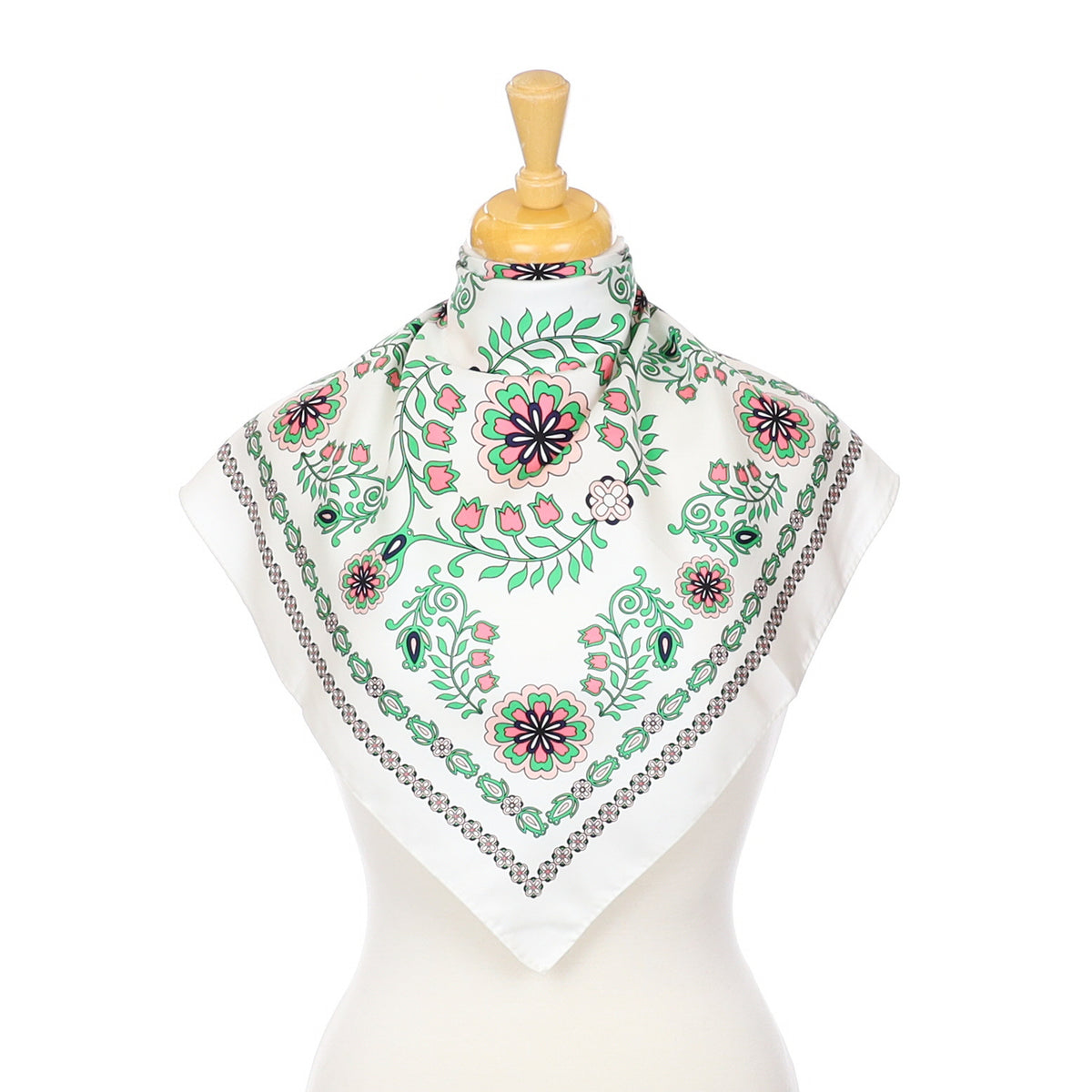 Tory Burch Cream Floral Designer Silk Scarf