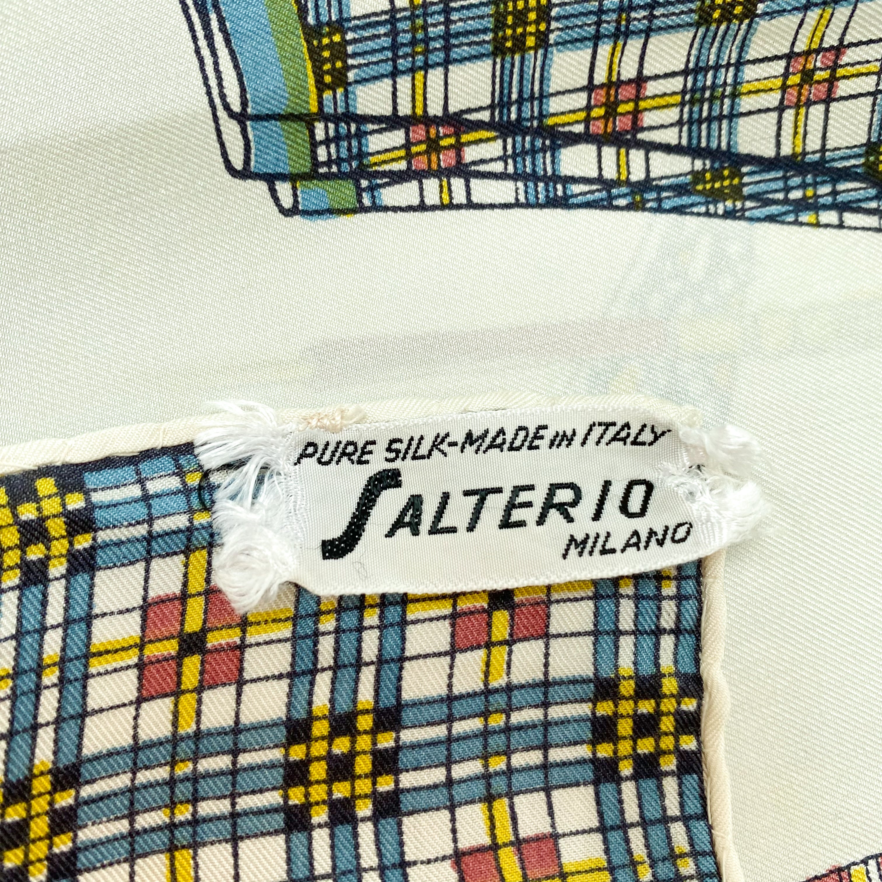 1960s Salterio Italian Vintage Silk Scarf