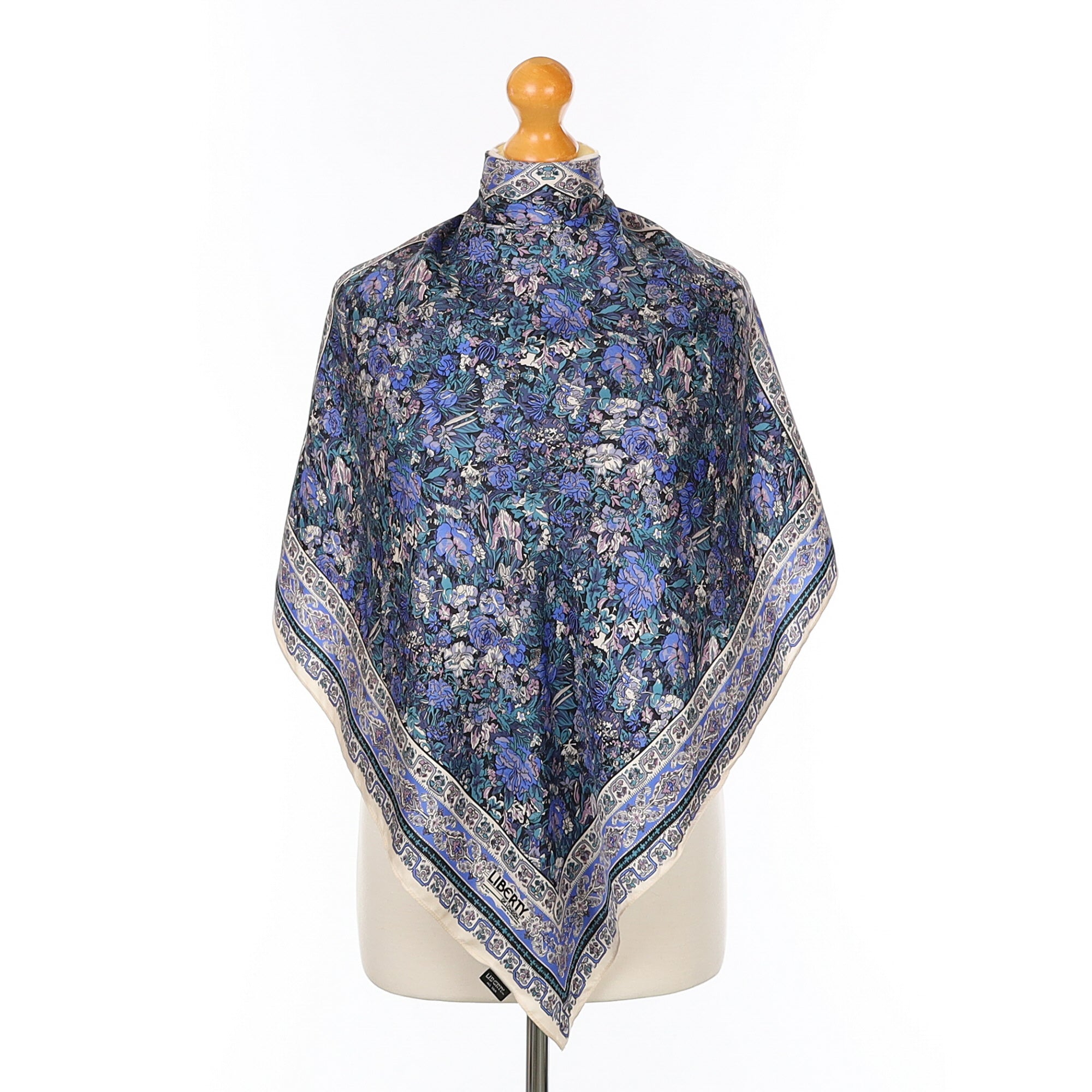 Liberty Blue Patterned Vintage Silk Scarf