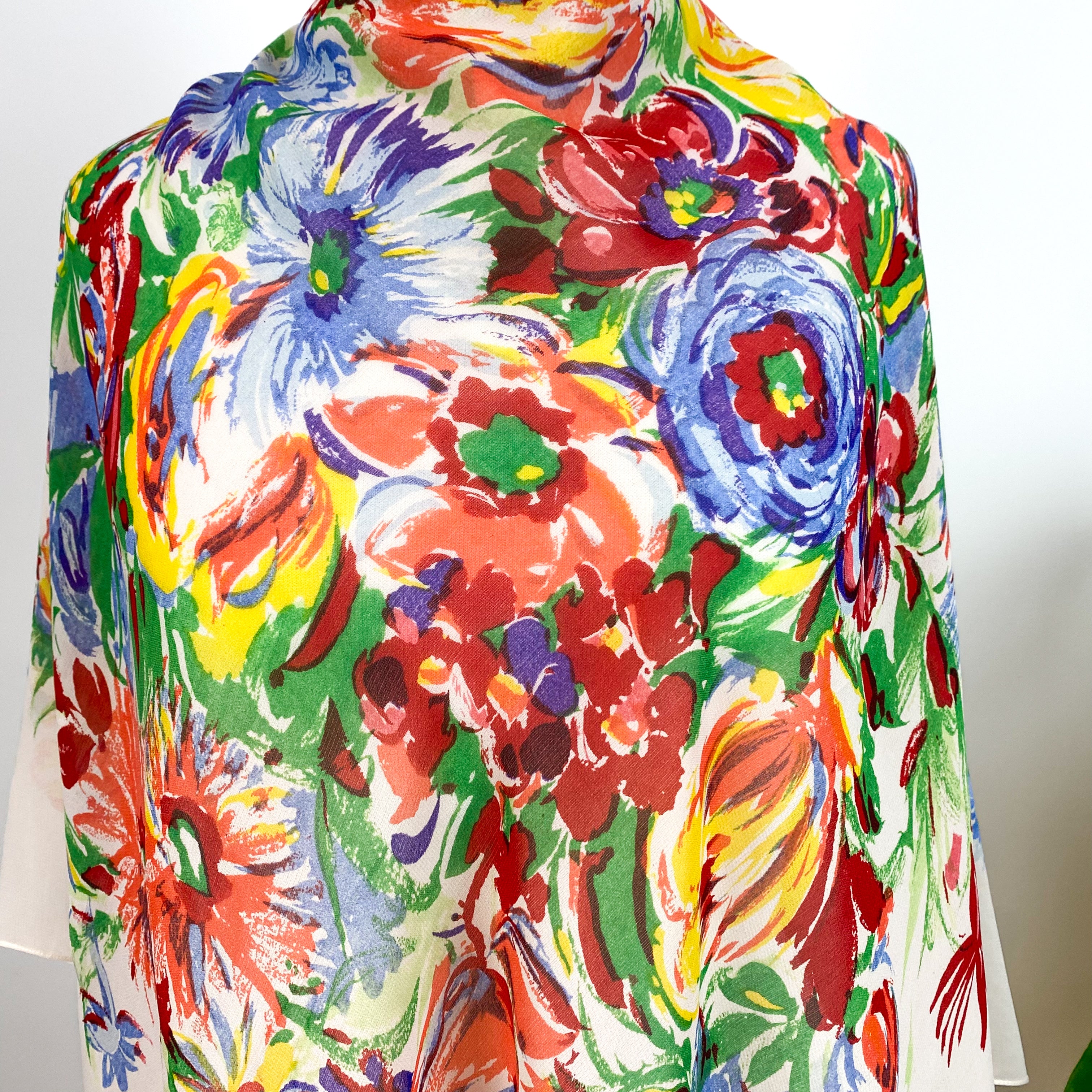 Floral Chiffon Vintage Silk Scarf