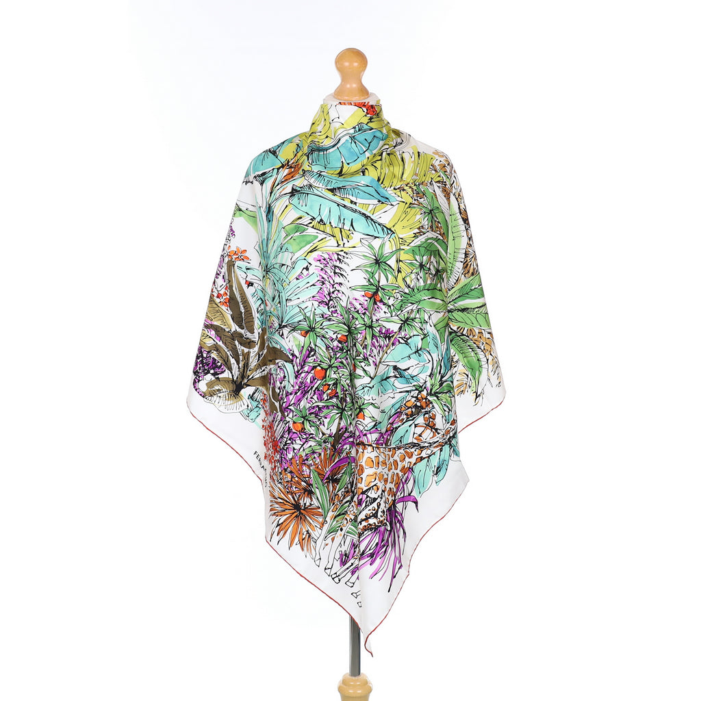 Brand New Boxed Ferragamo Jungle Print Silk Scarf
