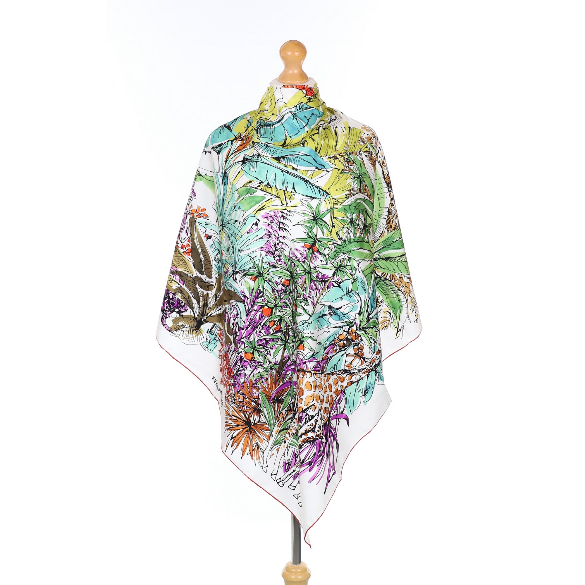 Brand New Boxed Ferragamo Jungle Print Silk Scarf