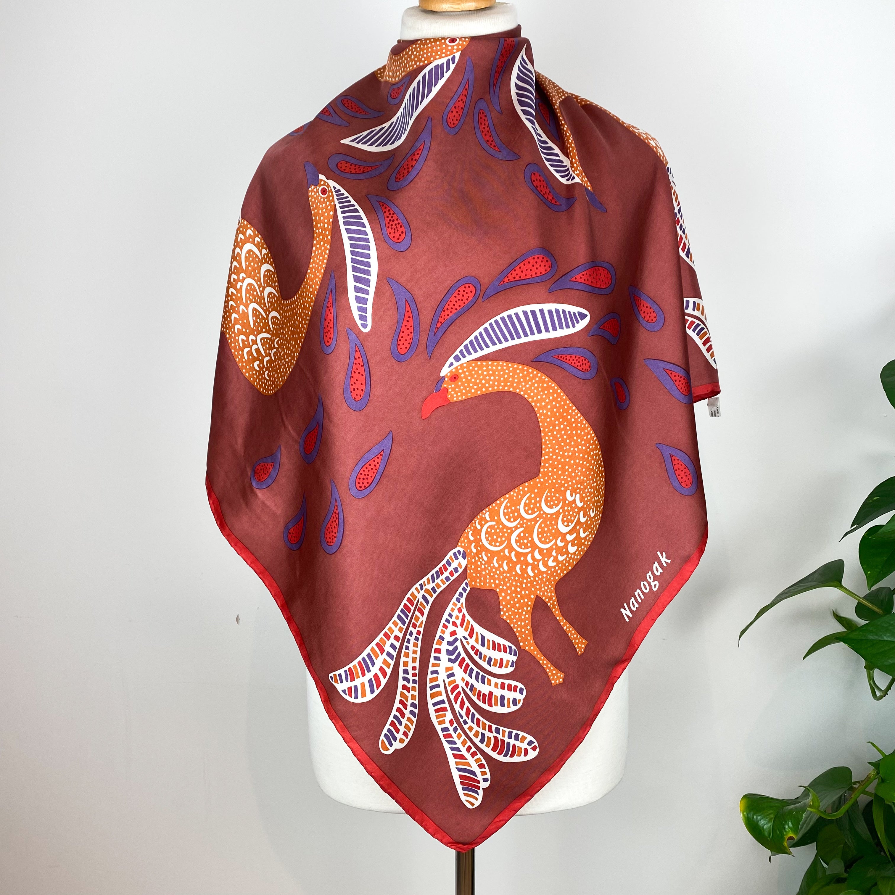 Nanogak Bird Design Silk Scarf