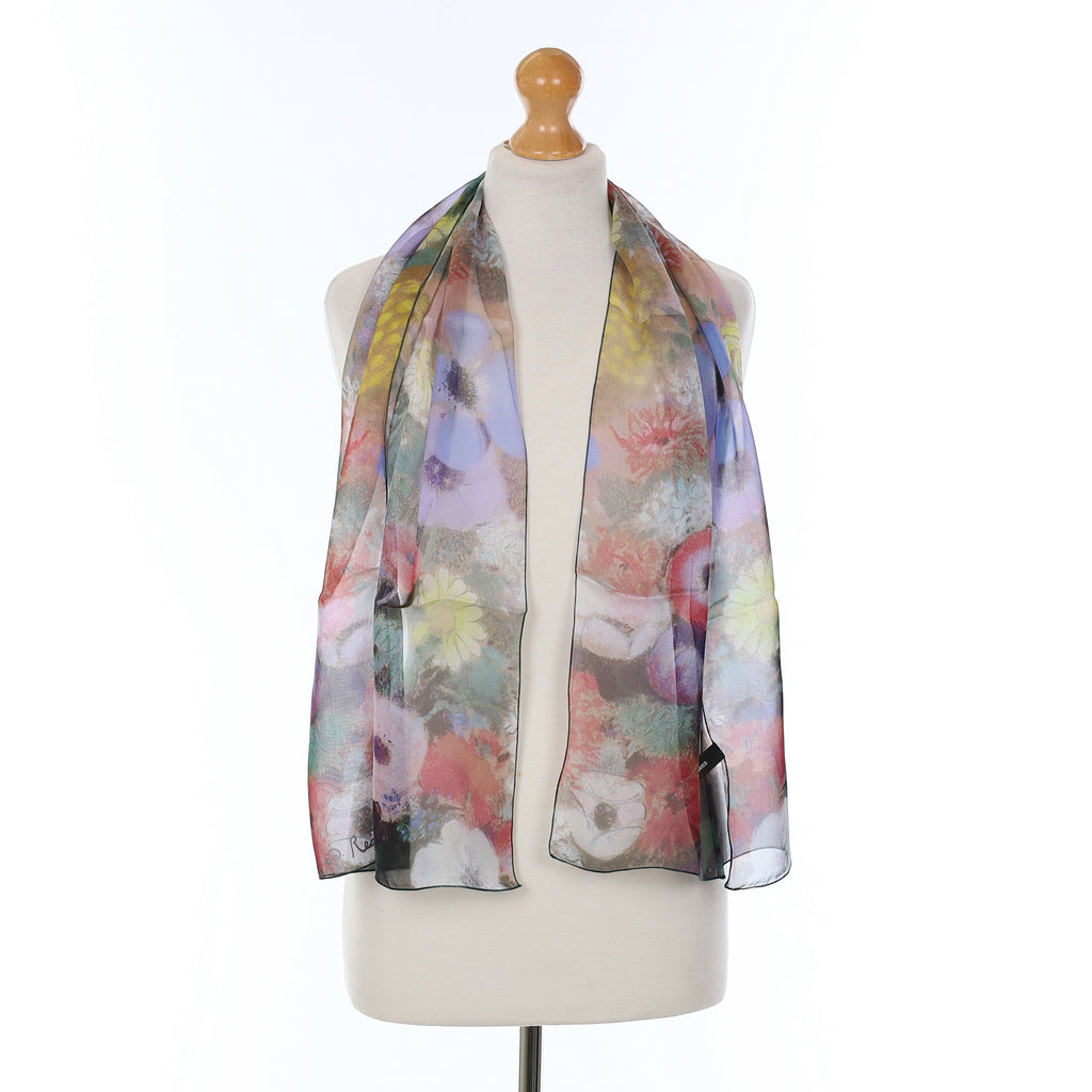 Boxed Floral Silk Scarf