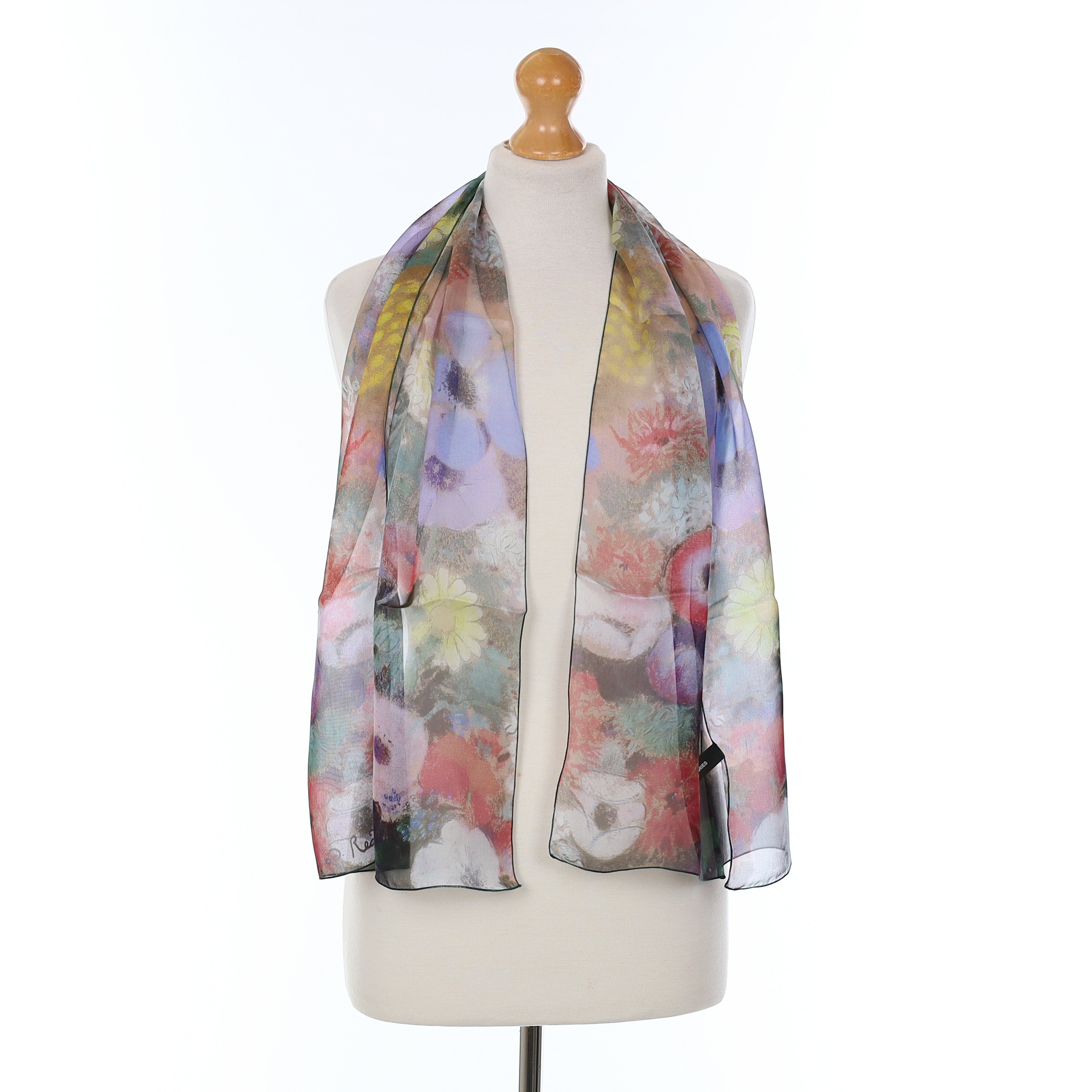 Boxed Floral Silk Scarf