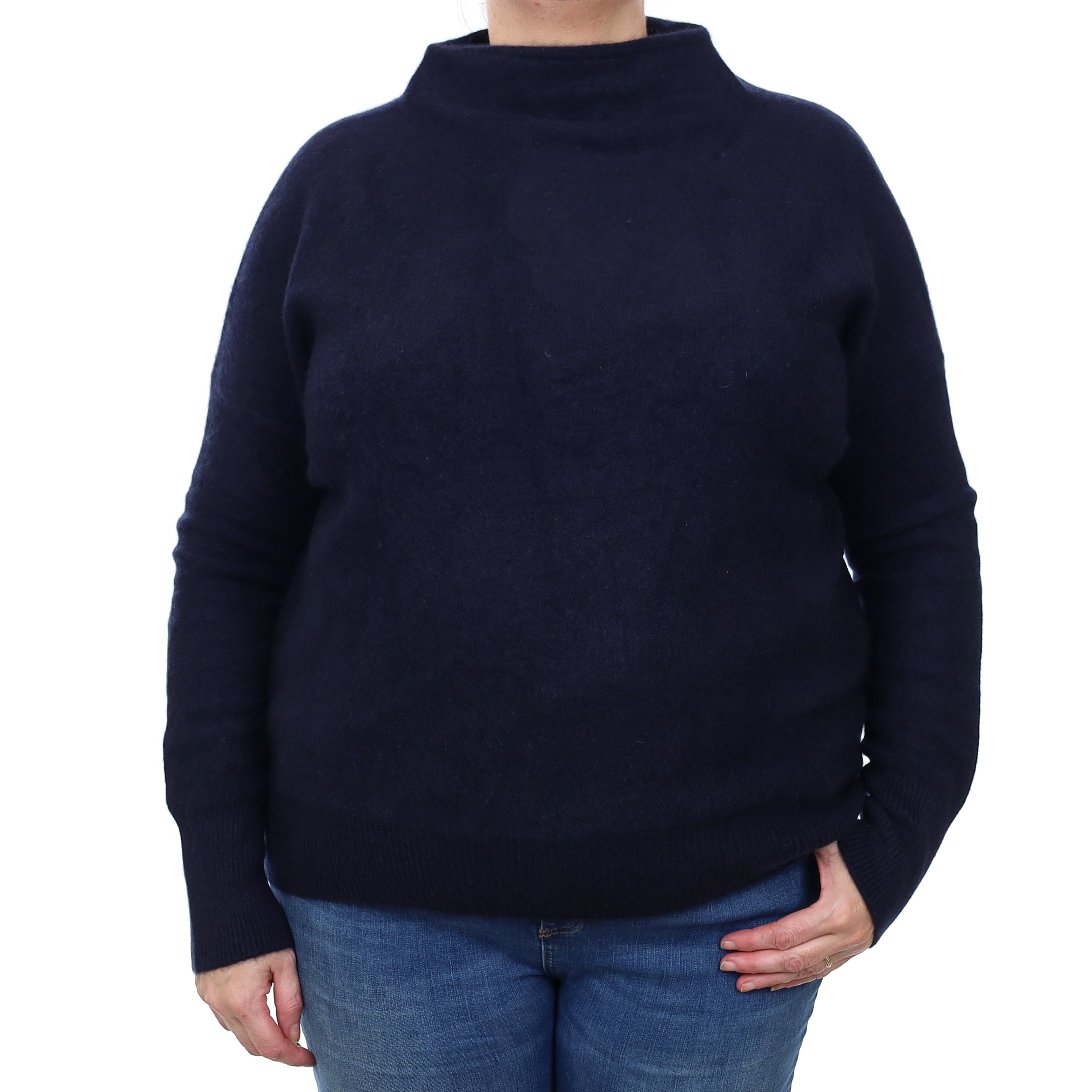 Vince Dark Navy Cashmere Funnel Neck Jumper Extra Large