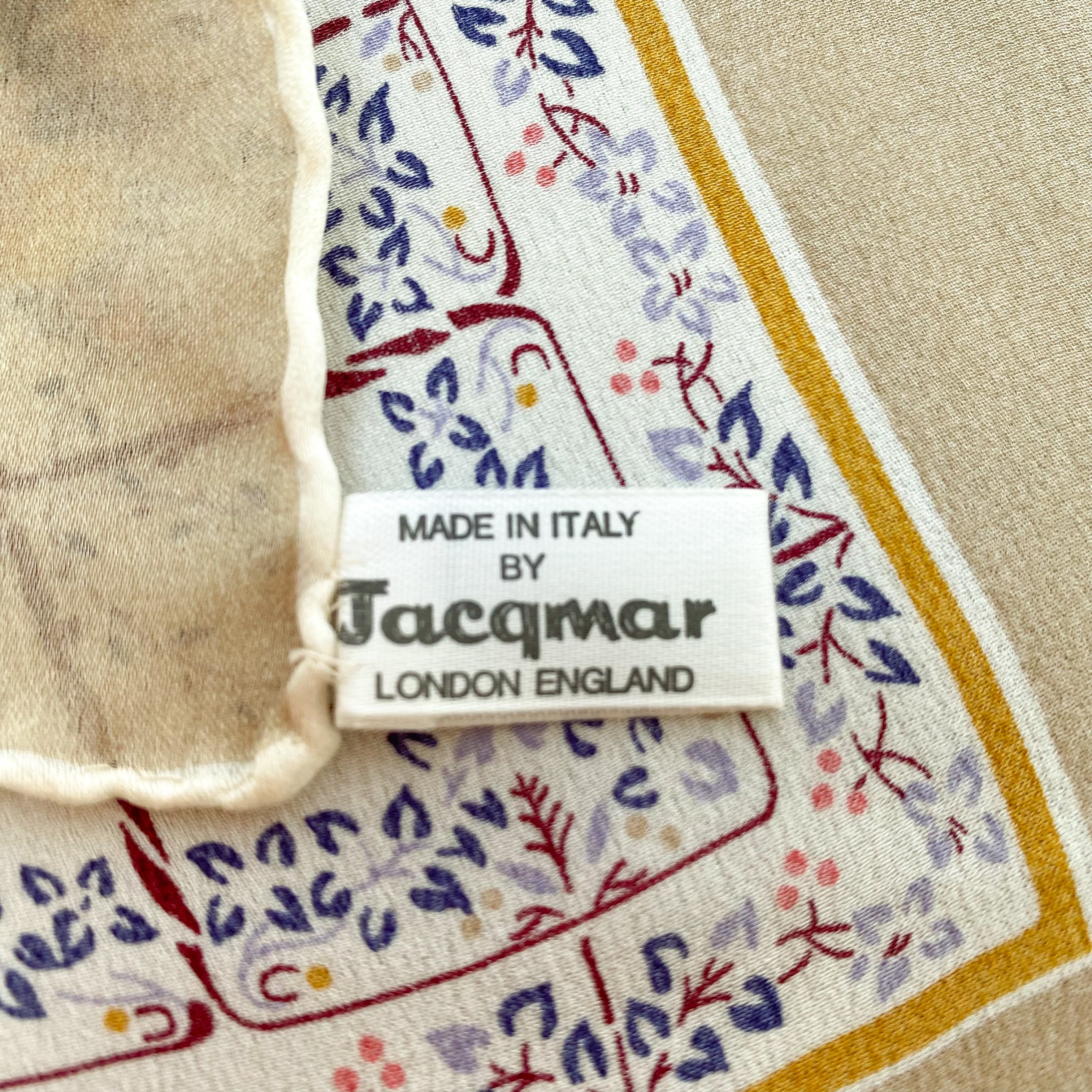 1970s Jacqmar Floral Vintage Silk Scarf