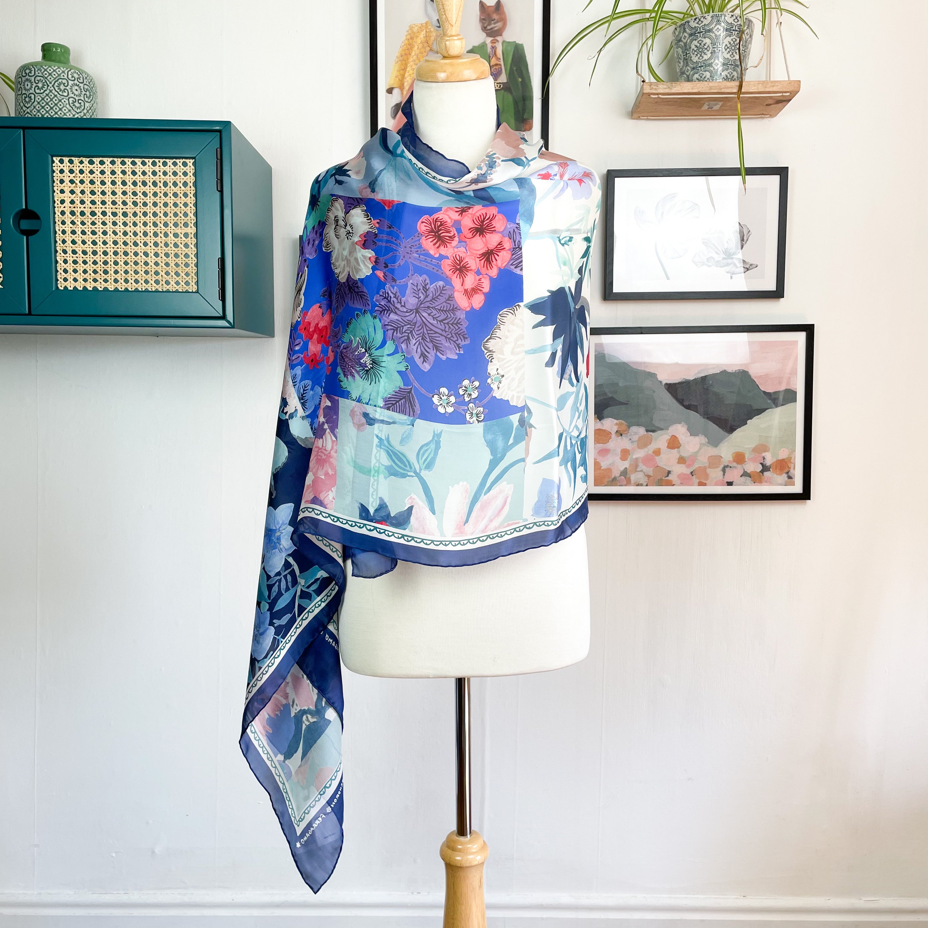 Brand New Salvatore Ferragamo Floral Wrap Style Designer Silk Scarf