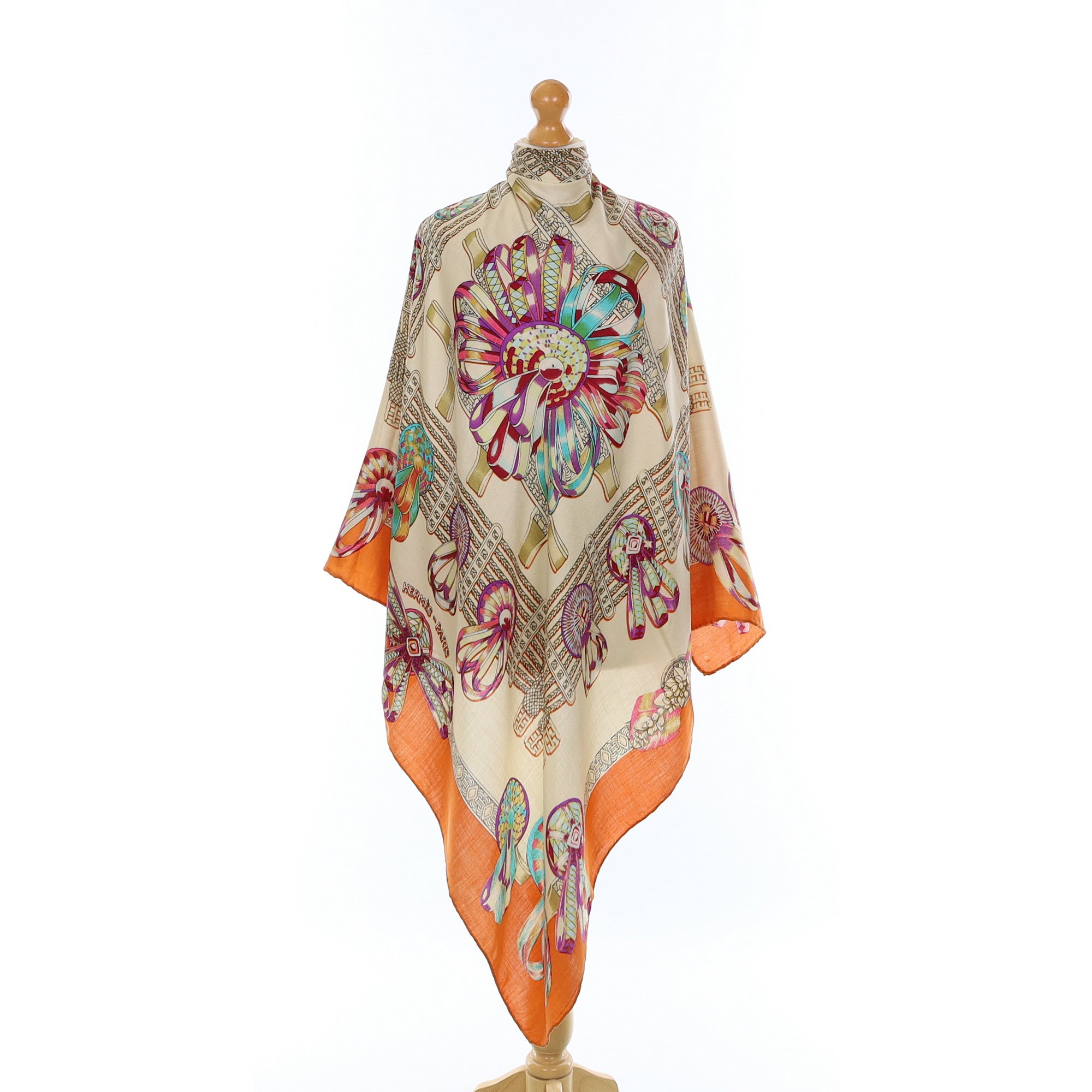 Hermès Les Rubans du Cheval Silk and Cashmere 120 Scarf
