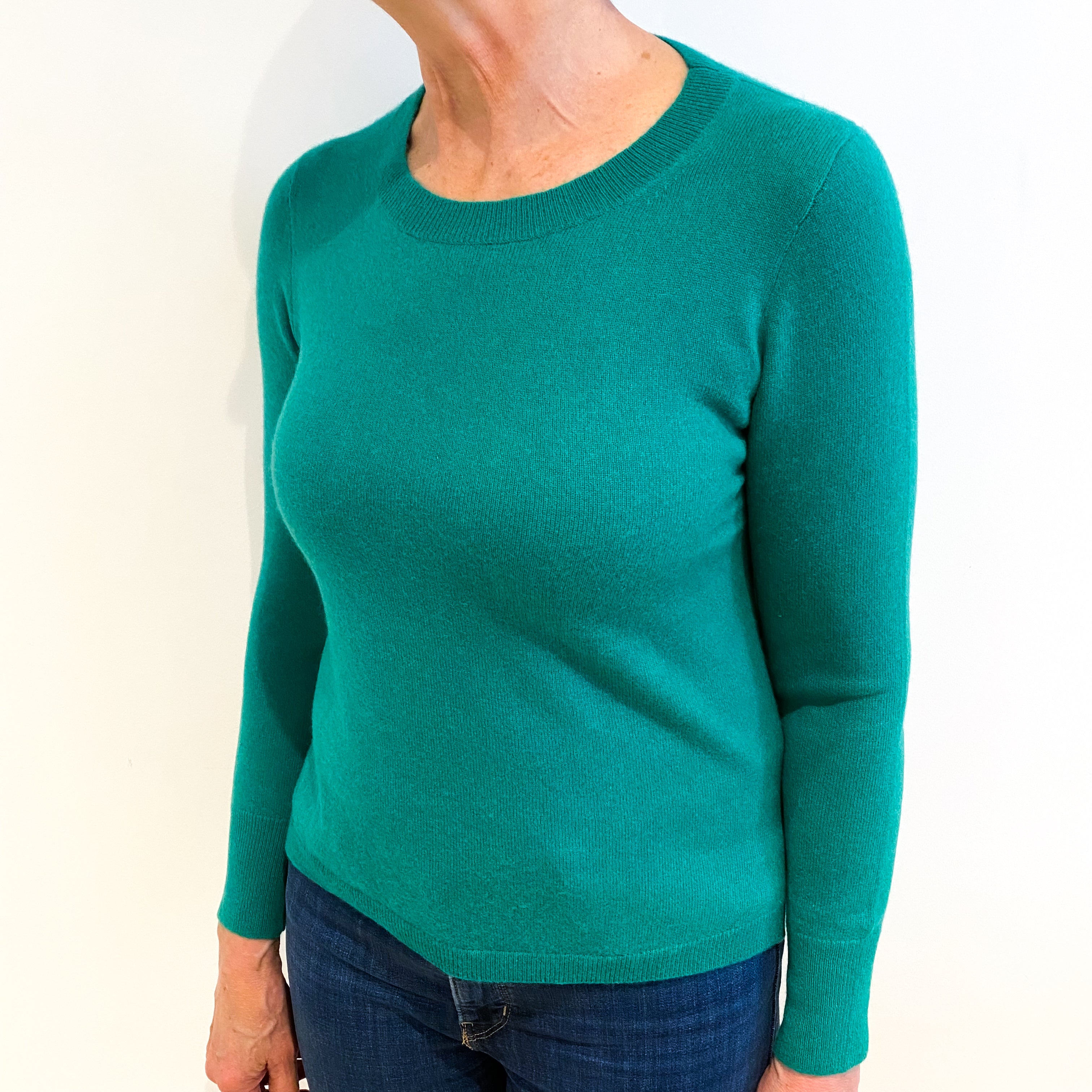 Lincoln Green Cashmere Crew Neck Jumper Medium