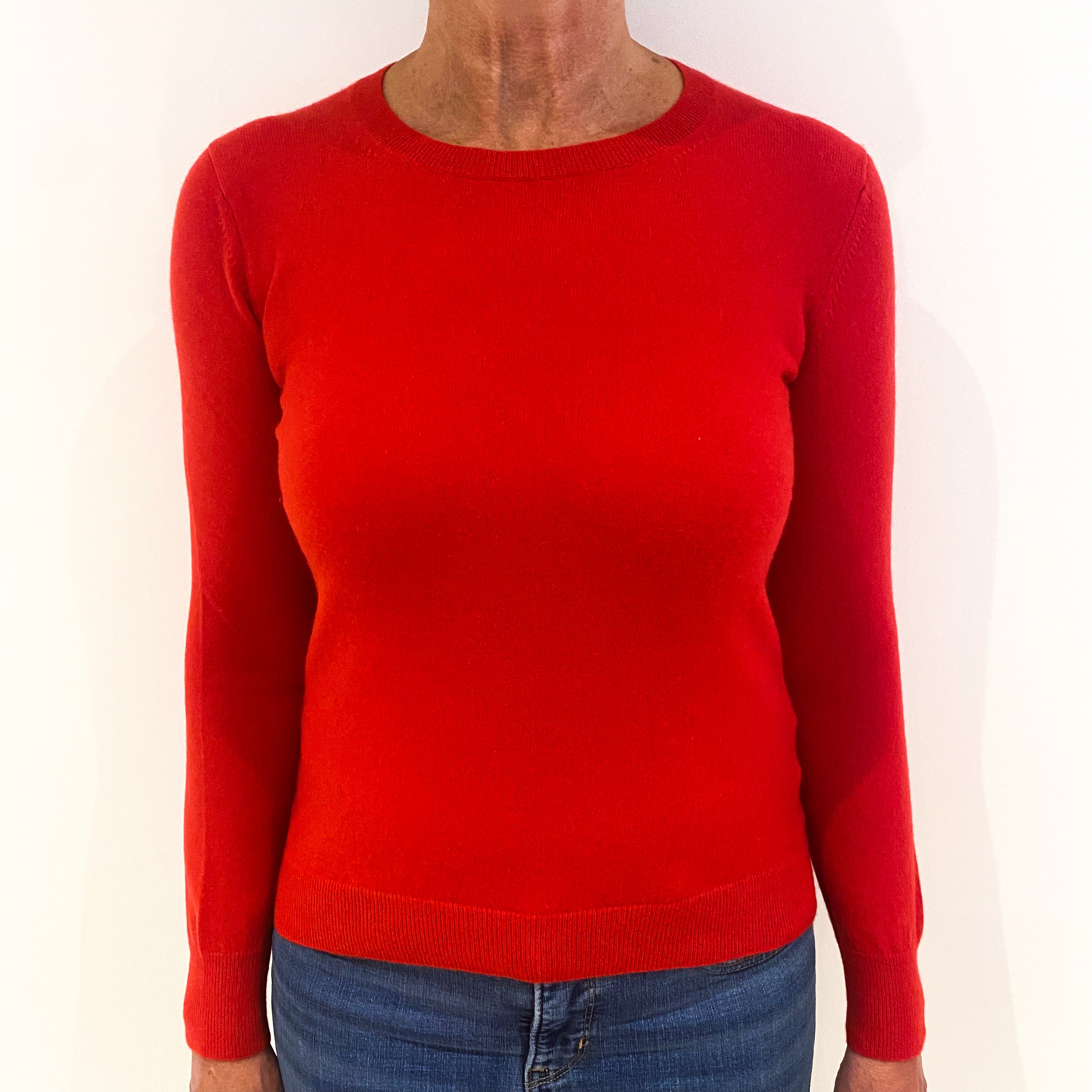 Post Box Red Cashmere Crew Neck Jumper Medium