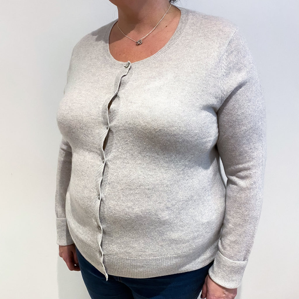 Frost Grey Cashmere Crew Neck Cardigan Extra Large