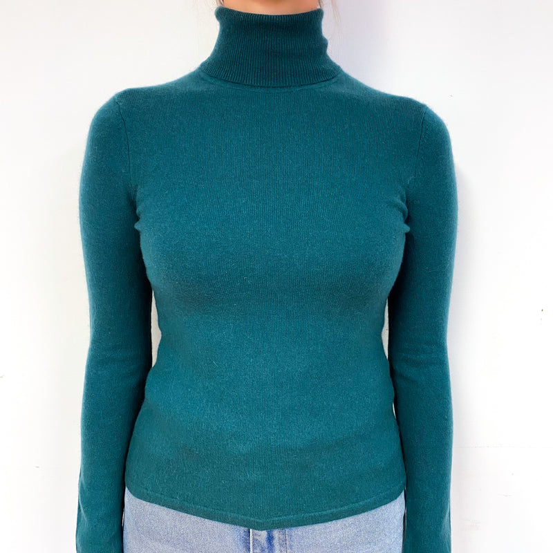 Forest Green Cashmere Polo Neck Jumper Small