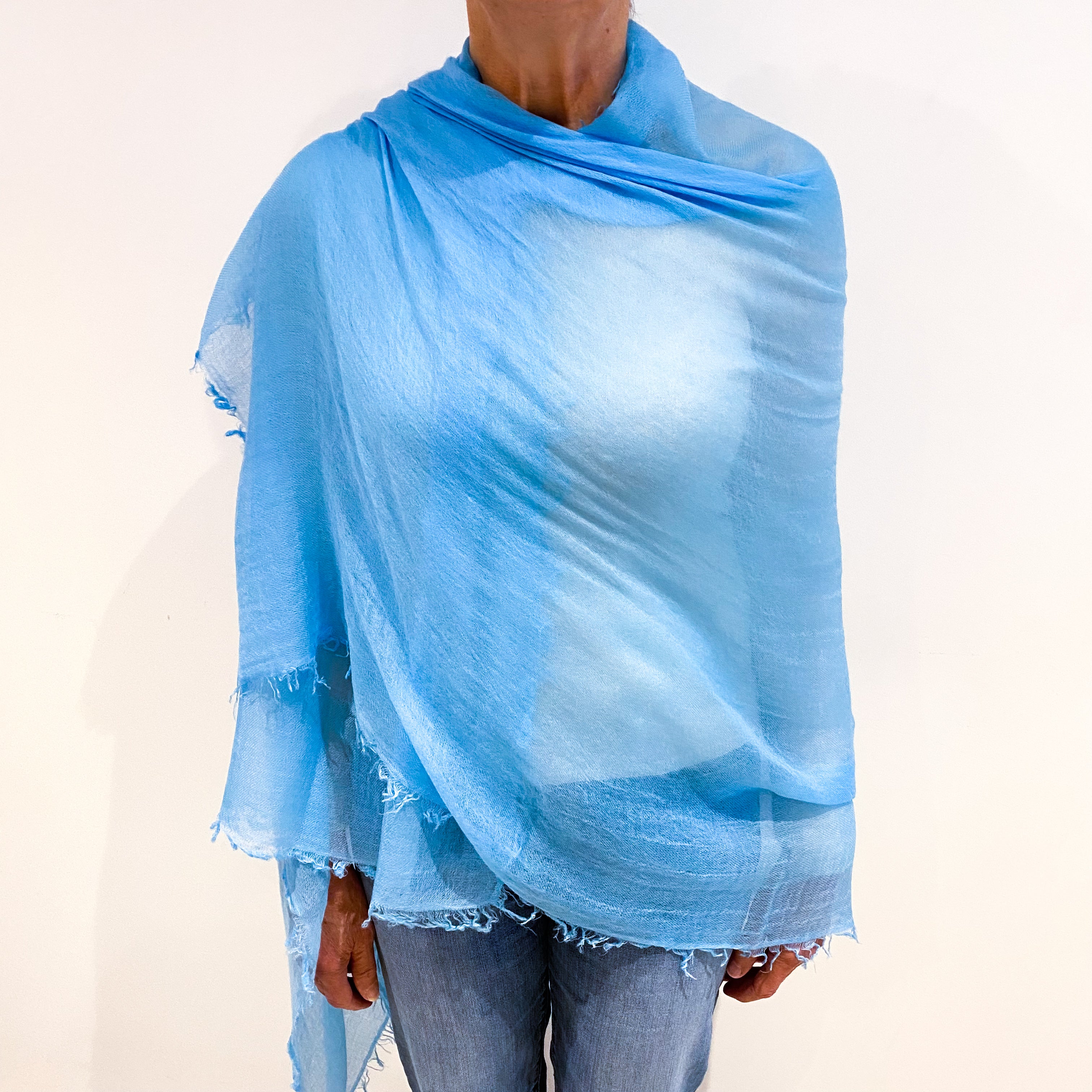 Aqua Blue Cashmere Delicate Woven Wrap