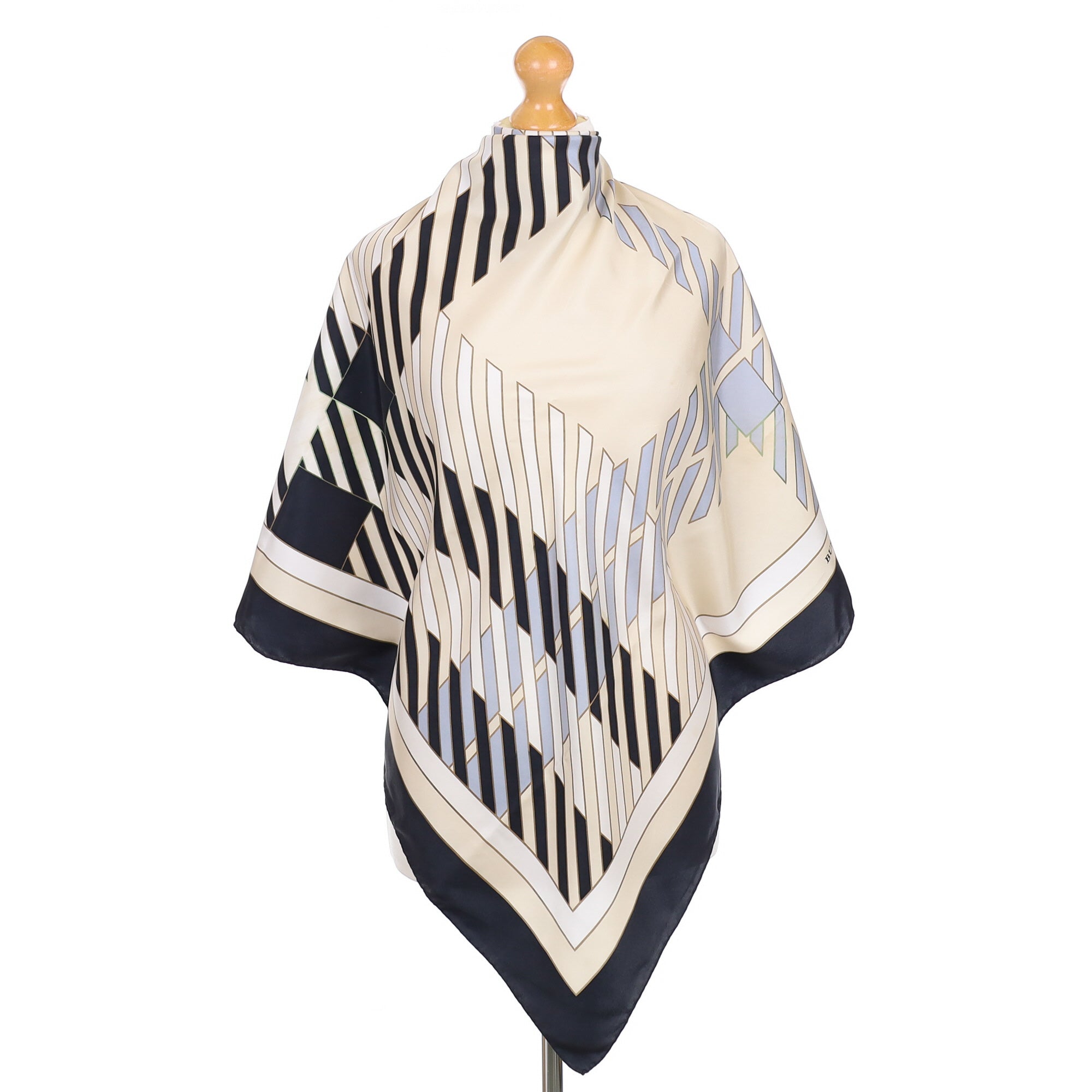 Burberry Beige and Black Silk Scarf