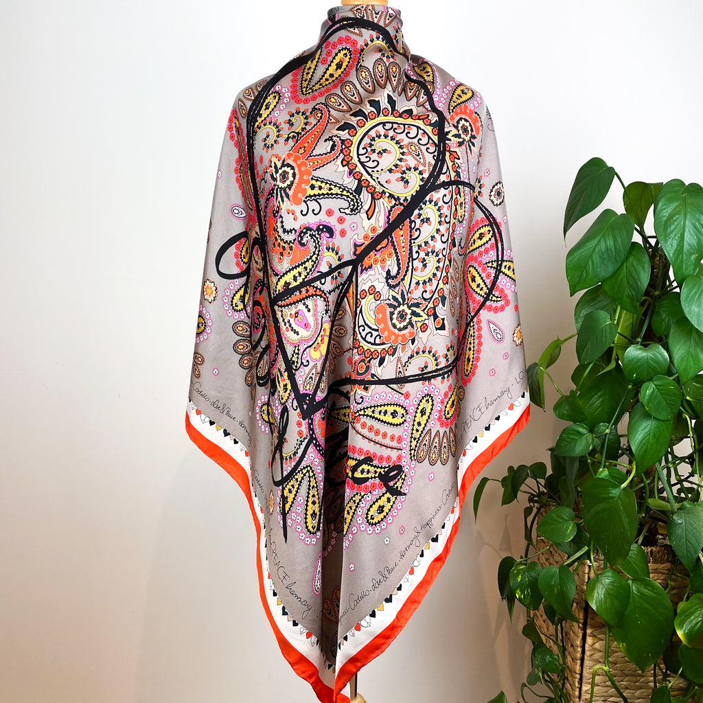 Codello ‘Love Harmony Happiness’ Design Silk Scarf