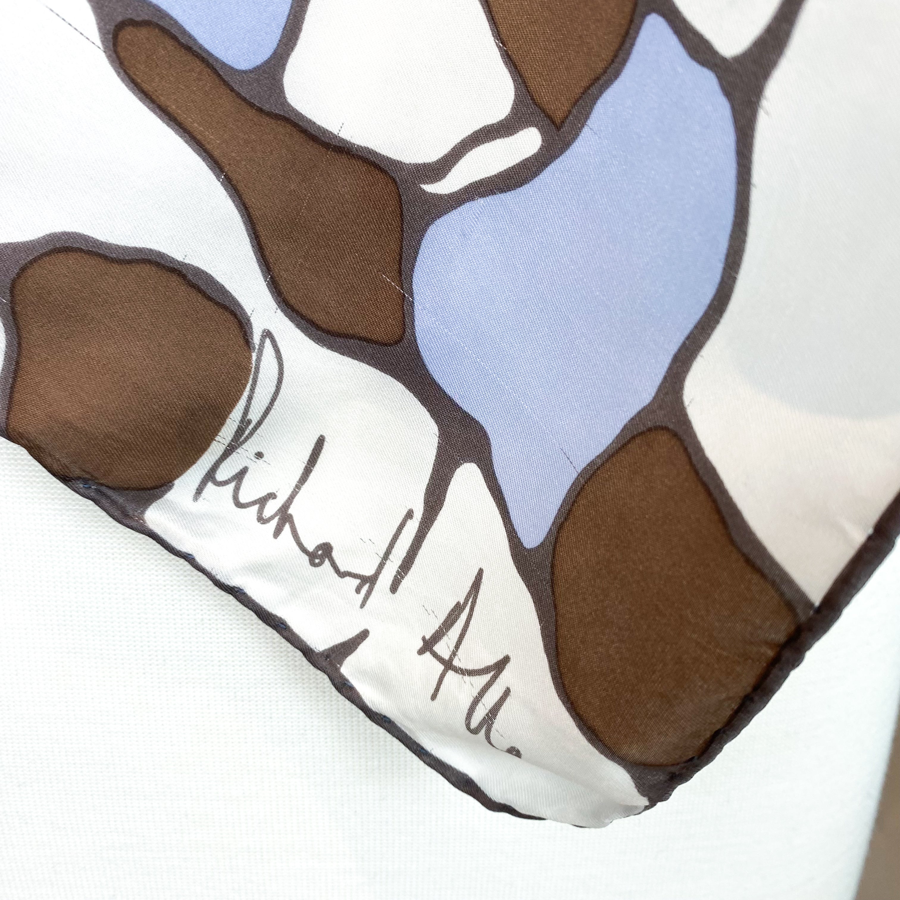 1970s Richard Allan Abstract Vintage Silk Scarf