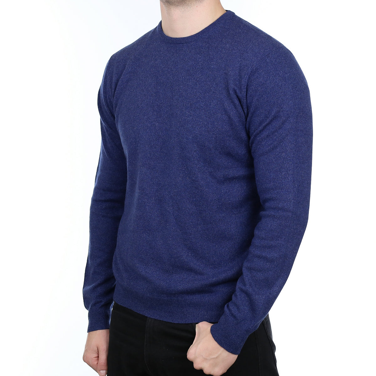 Men’s Naval Blue Marl Cashmere Crew Neck Jumper XL