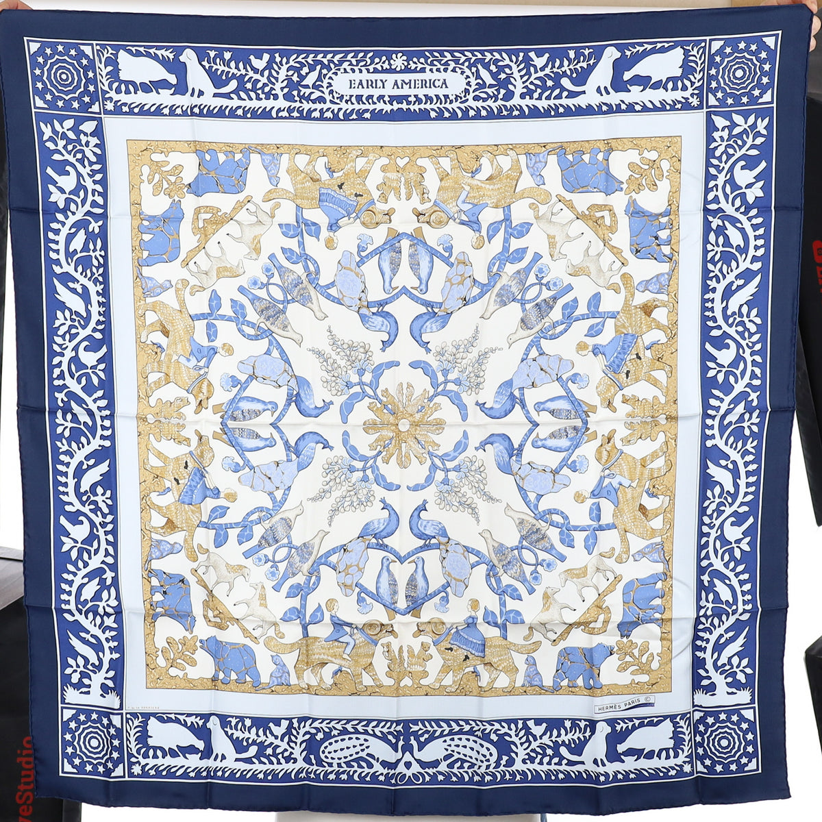 Brand New Hermès Early America Vintage Silk Scarf