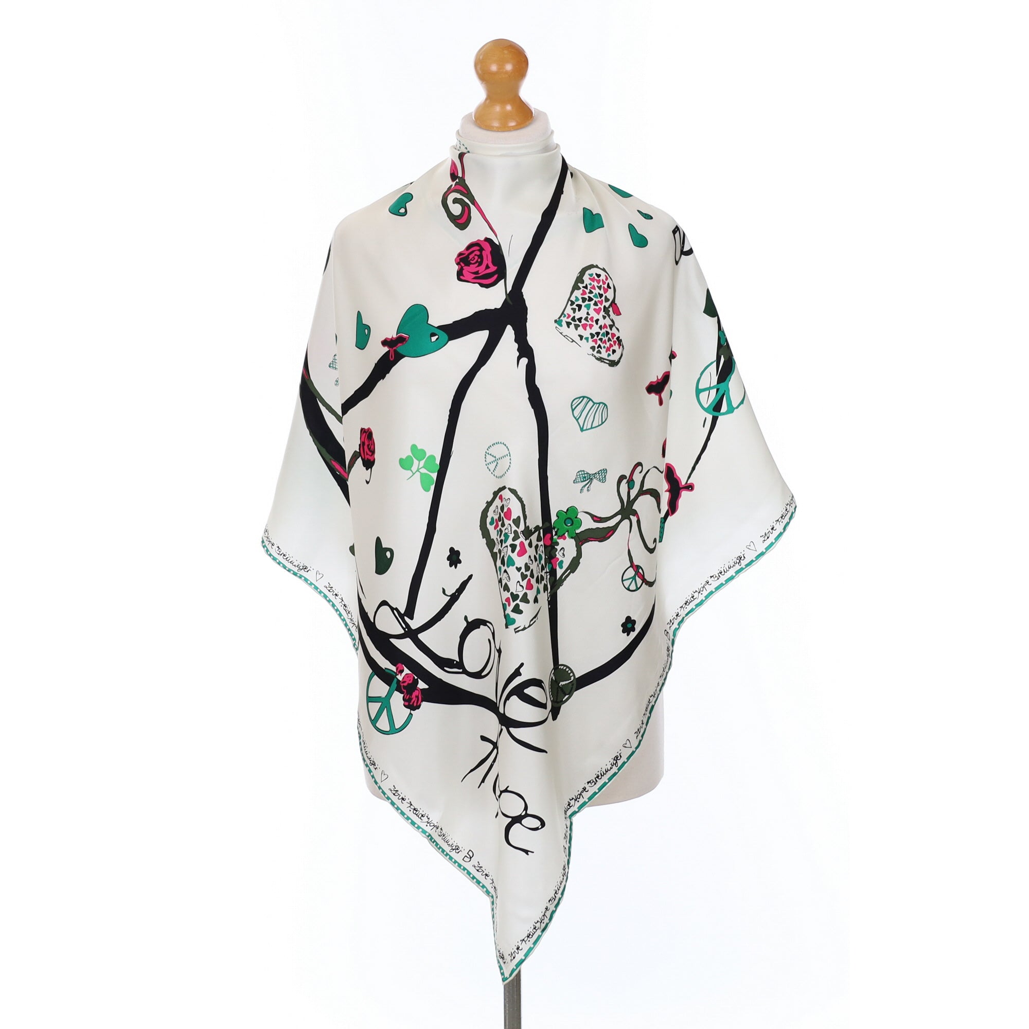 Breuninger Love Hope White Silk Scarf